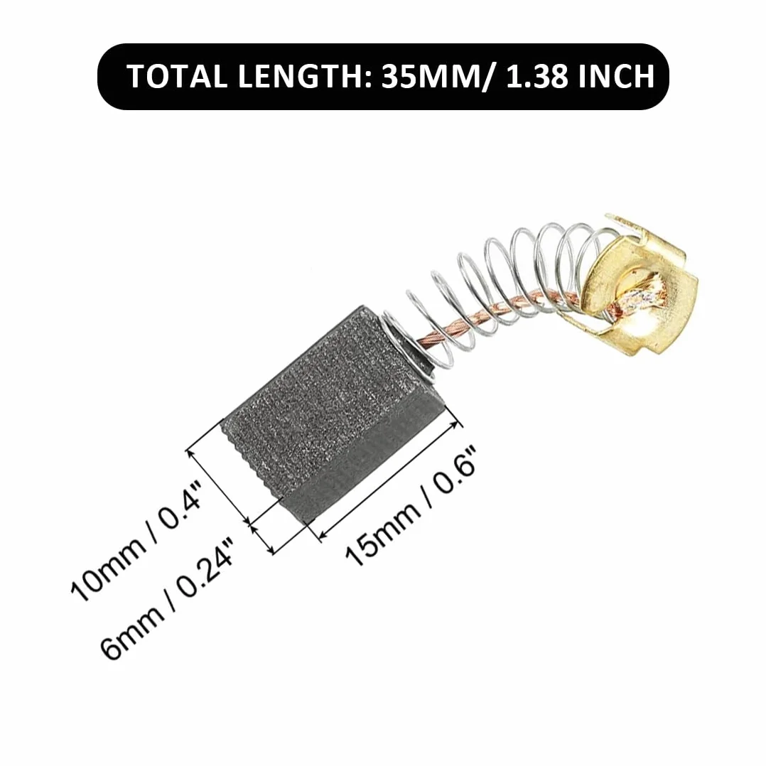 Balais de Carbone pour Moteur électrique, Lot de 4, 6 x 10 x 15 mm