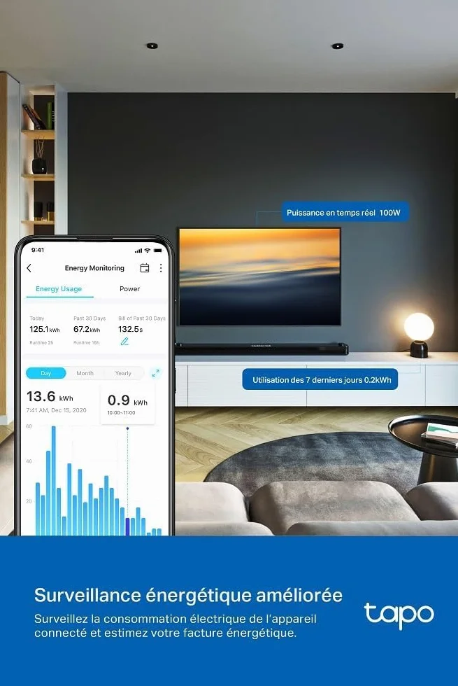 Tapo P110M Prise Connectée WiFi 16A Type E Suivi Consommation Compatible Alexa Google Home SmartThings 2-pack