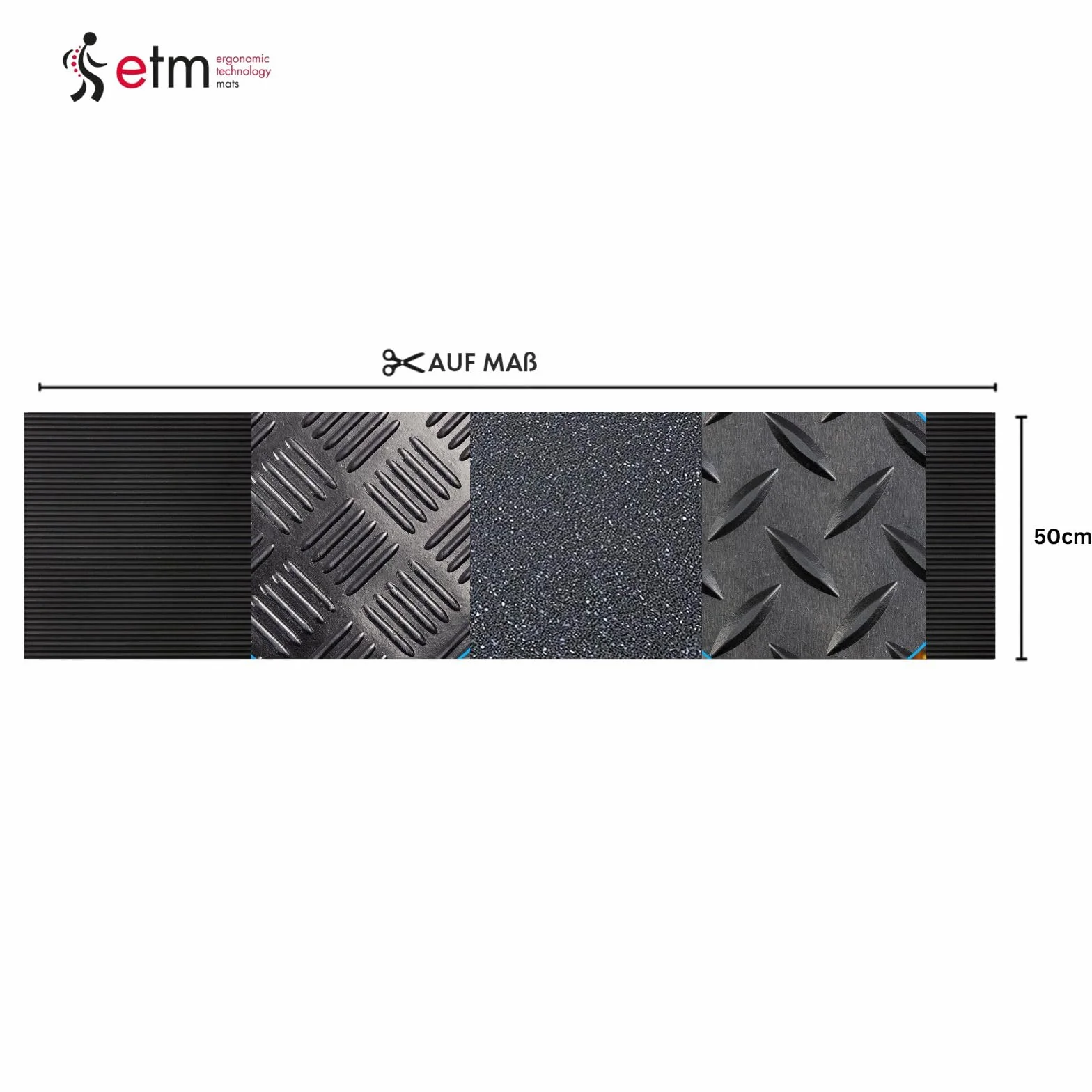 Tapis de protection de câbles 3 mm, caoutchouc, extérieur, carreaux 50 cm, 1 m