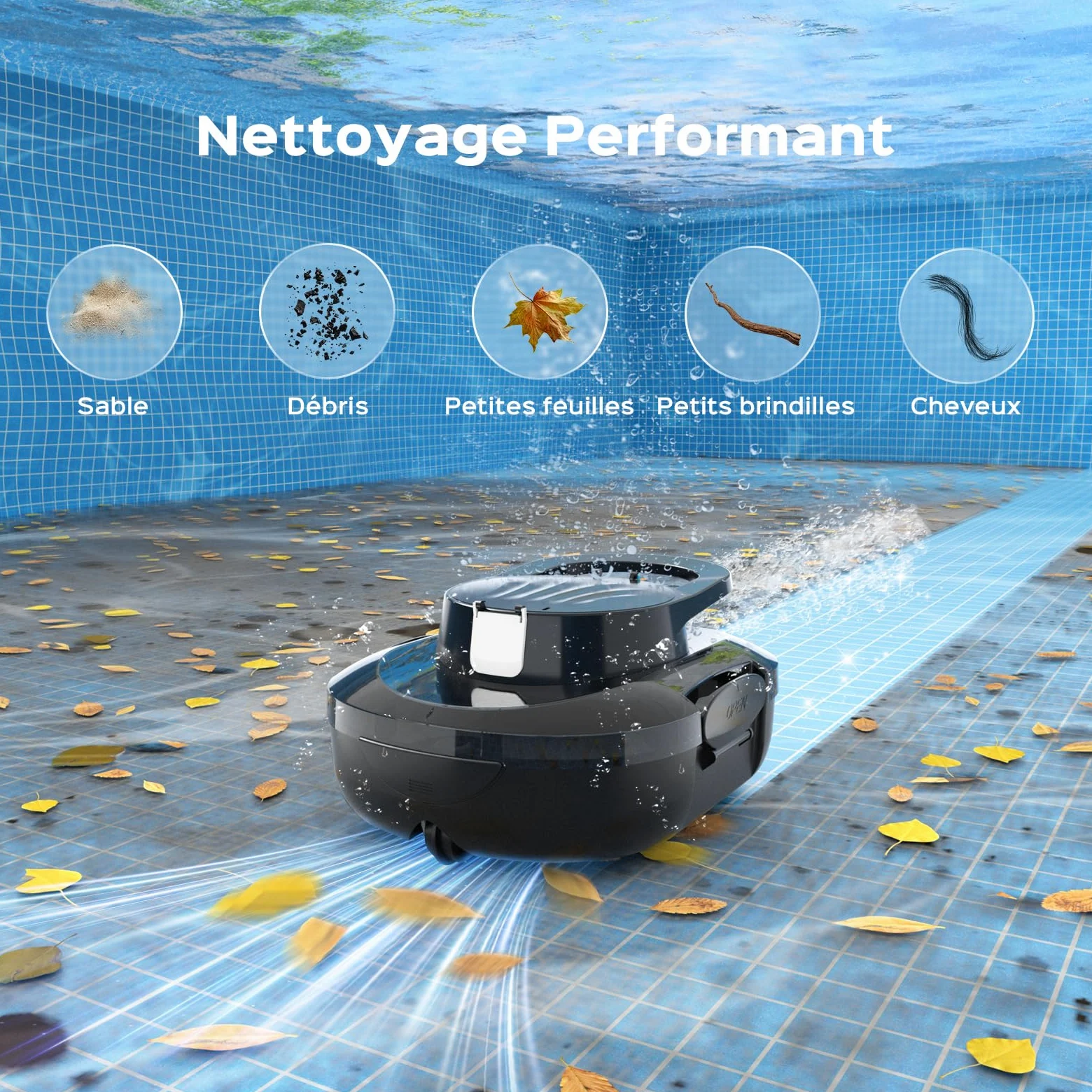S1PRO 2026 Upgrade Robot Piscine, Autonomie de 120 Minutes, Double Moteur Nettoyeur de Piscine, Compact et Léger Aspirateur Piscine sans Fil, Idéal pour Piscines à Fond Plat 95m², Blanc Noir