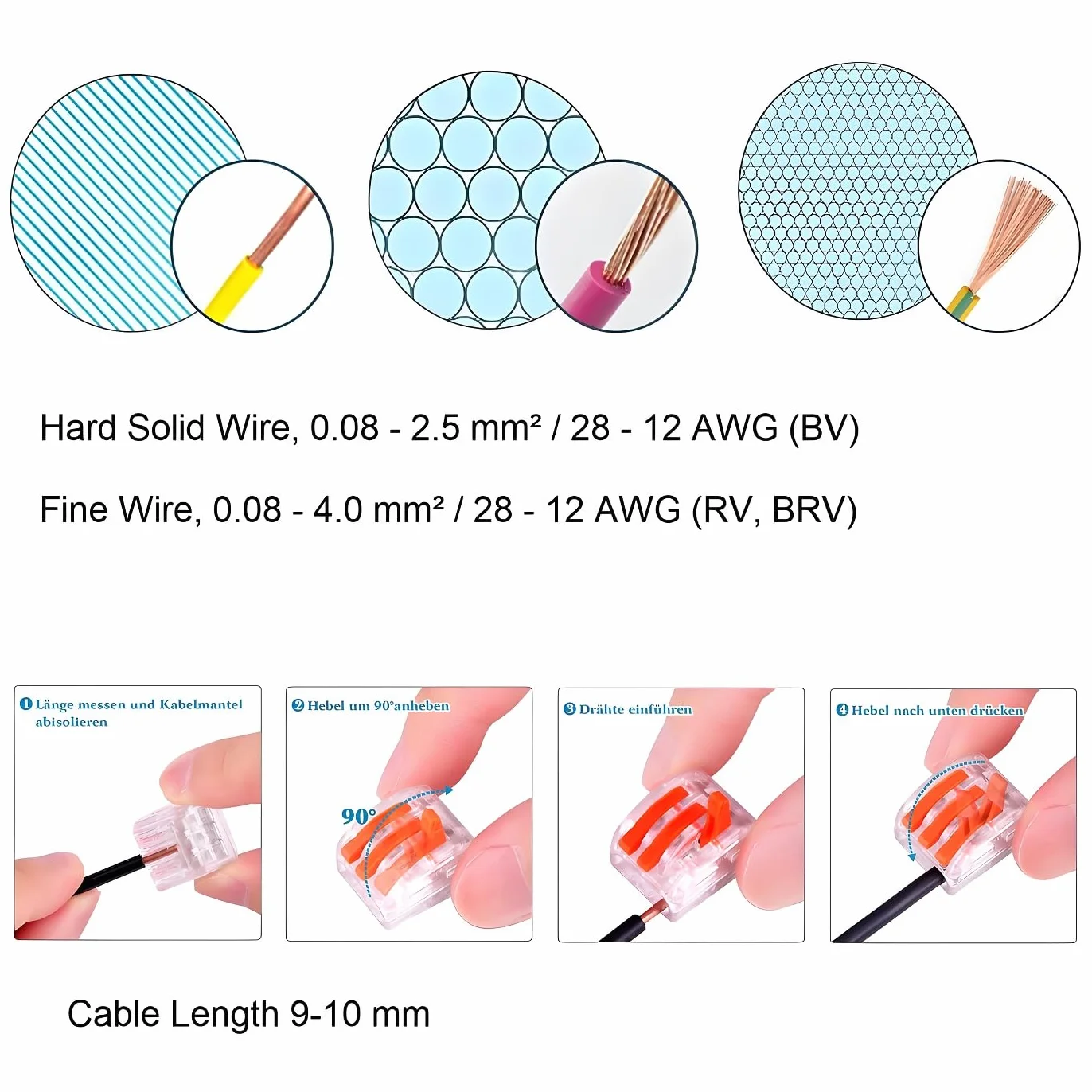 Connecteurs Electriques avec Levier 50 Pièces, Borne de Connexion Rapide 3 Types 2,3 et 5 Entrées