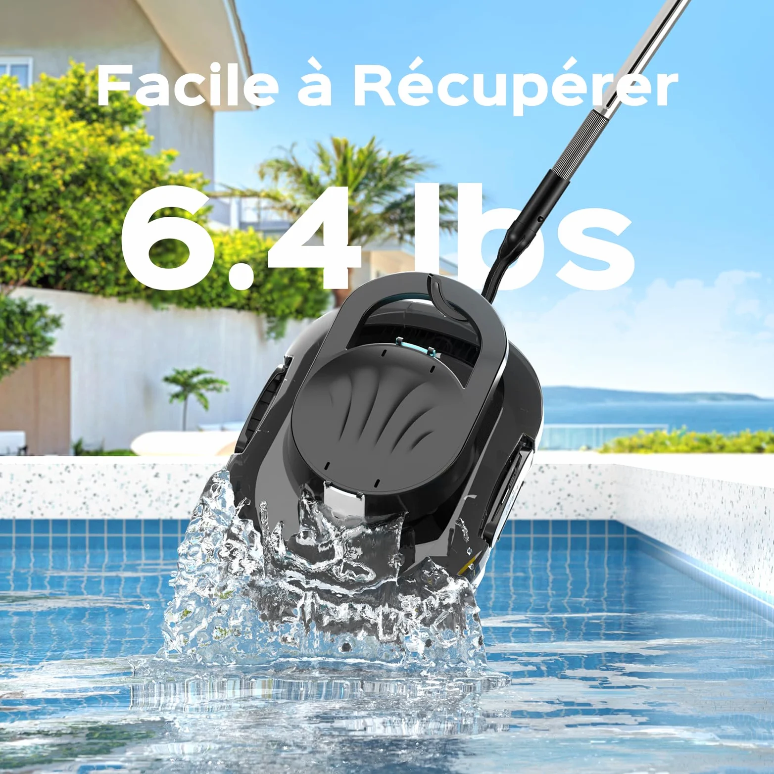 S1PRO 2026 Upgrade Robot Piscine, Autonomie de 120 Minutes, Double Moteur Nettoyeur de Piscine, Compact et Léger Aspirateur Piscine sans Fil, Idéal pour Piscines à Fond Plat 95m², Blanc Noir