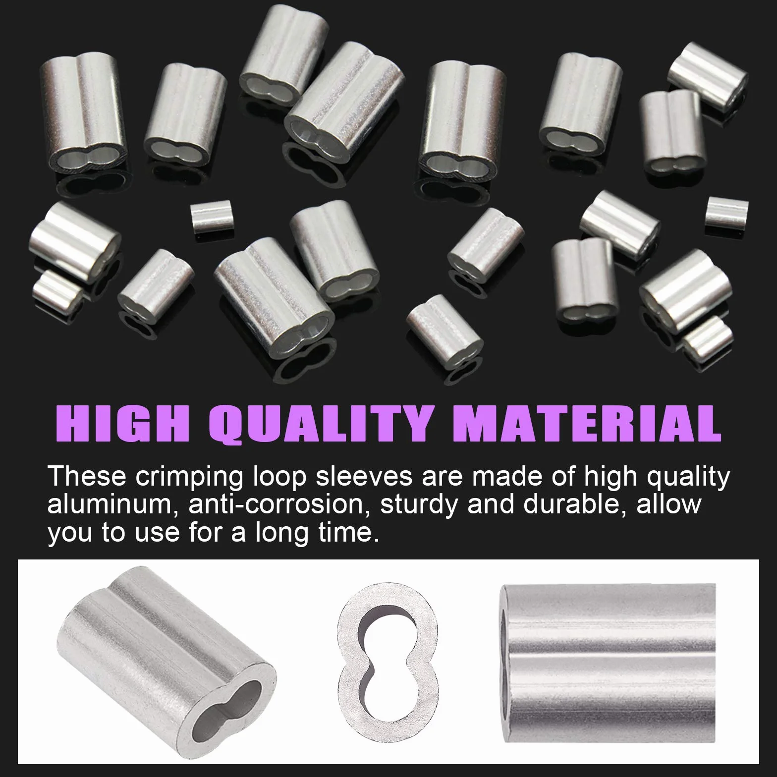 Swpeet Lot de 200 manchons à sertir en aluminium 2 mm pour câble métallique