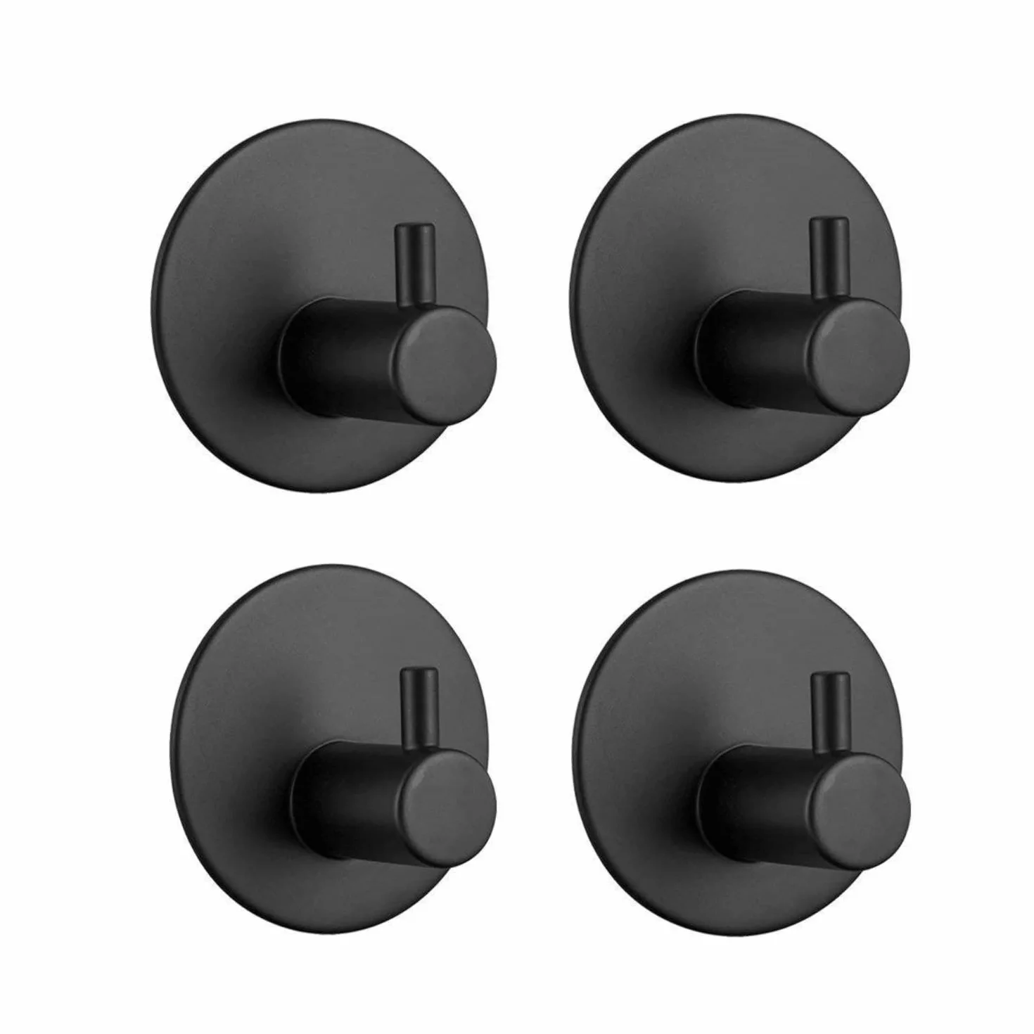 Feligio Crochet Adhésif Mural Noir 4 Pièces, Patère Salle de Bain Acier Inoxydable