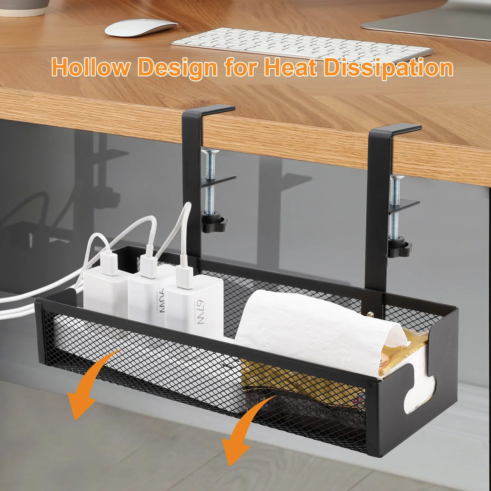 Cozary Chemin de Câbles Réglable en Acier Carbone, Crochets Amovibles pour Bureau sous Table, Organisateur Haute Capacité