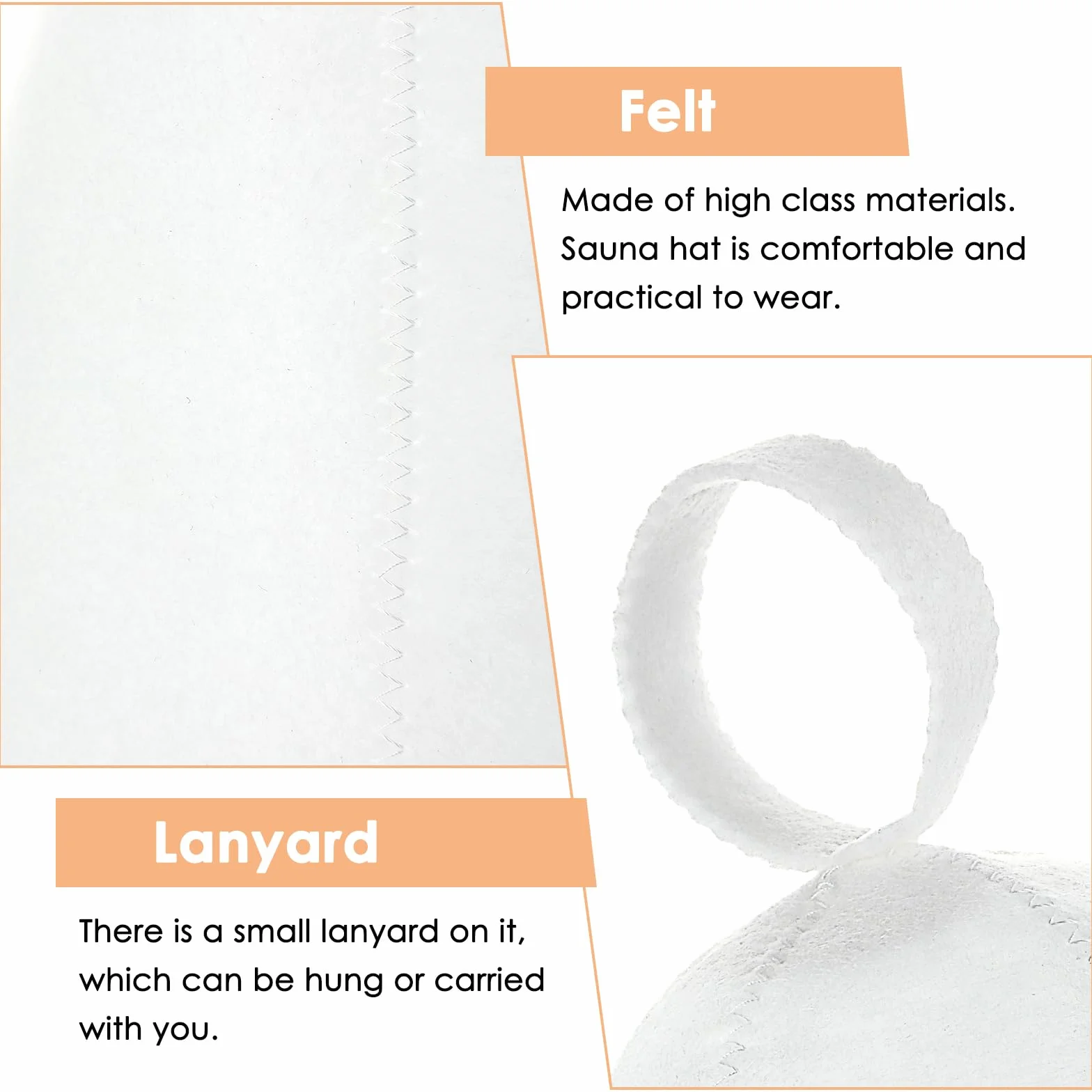Lot de 2 bonnets de sauna en feutre de laine - Bonnet absorbant - Accessoire sauna universel (gris, blanc)