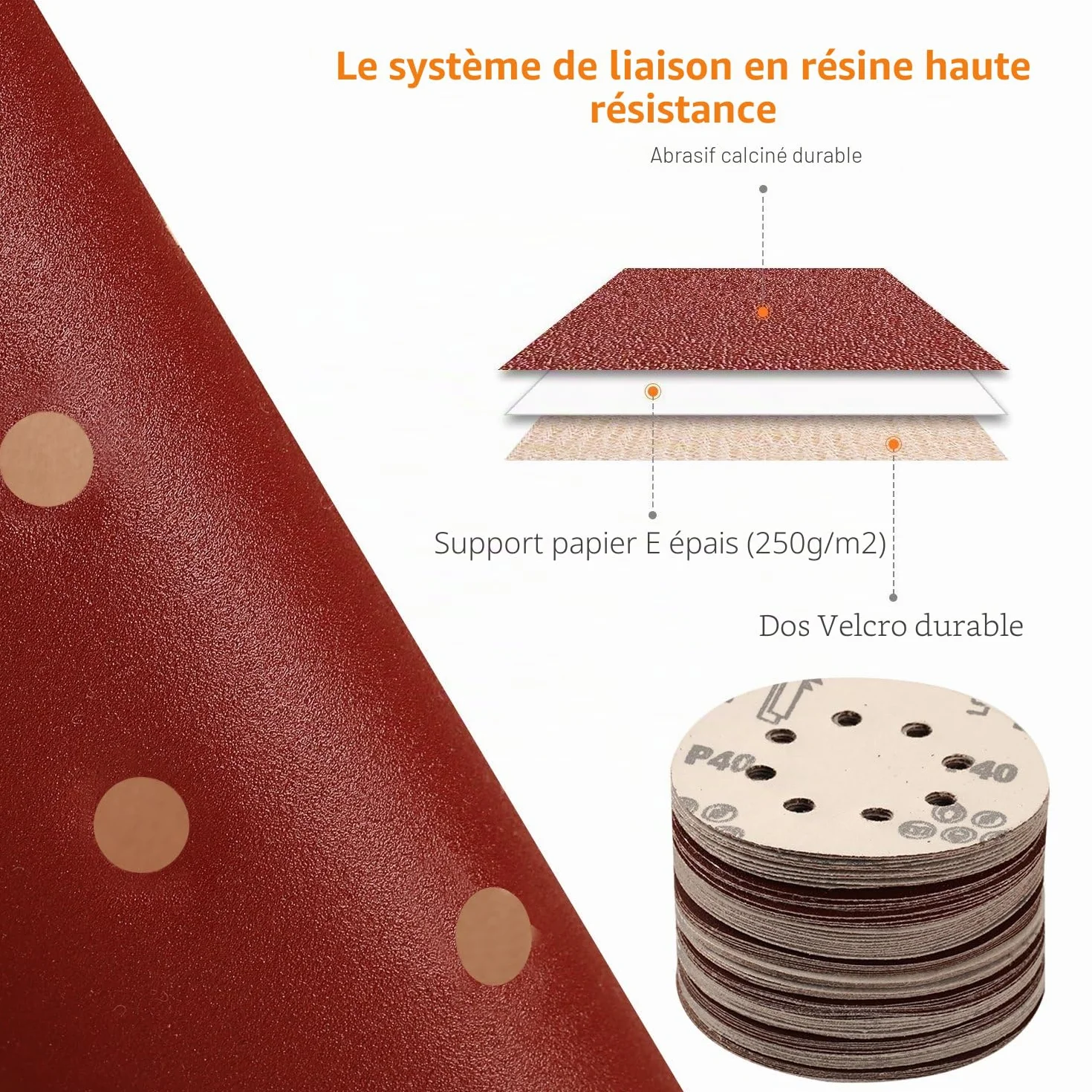 SPTA Disques Abrasifs 125mm 100pcs Grain 40-2000 Ponçage Polissage Meule d'Angle