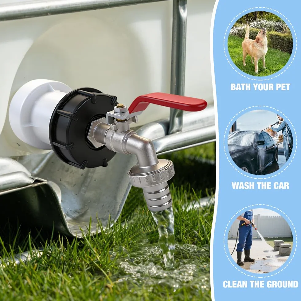 Robinet Cuve 1000l S60X6 IBC Raccord 3/4" Alliage d'aluminium Adaptateur Réservoir
