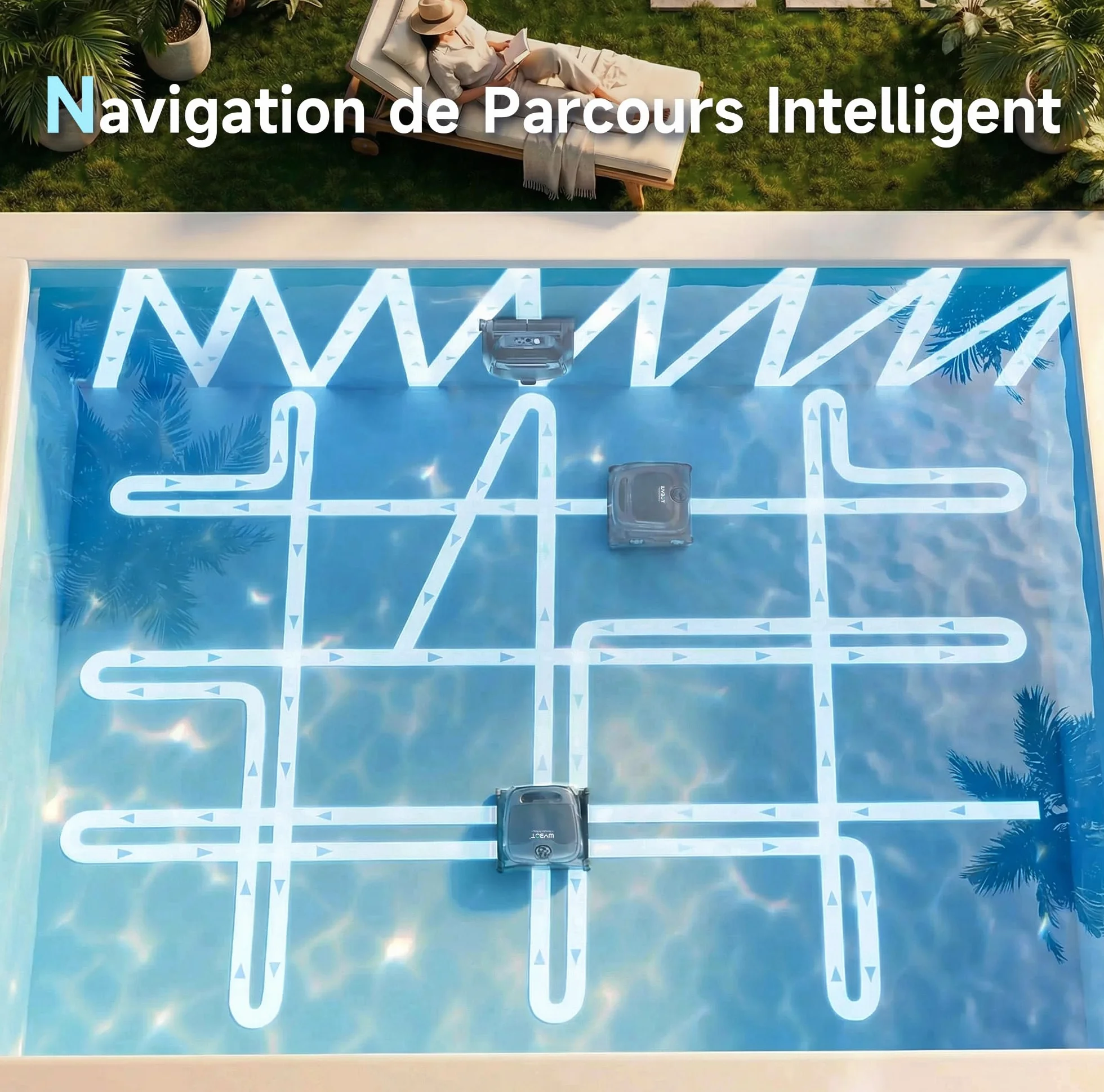 WYBOT B1 Robot de Piscine sans Fil, léger, intelligent, contrôle par Application, jusqu'à 100 Minutes, Gris/Vert