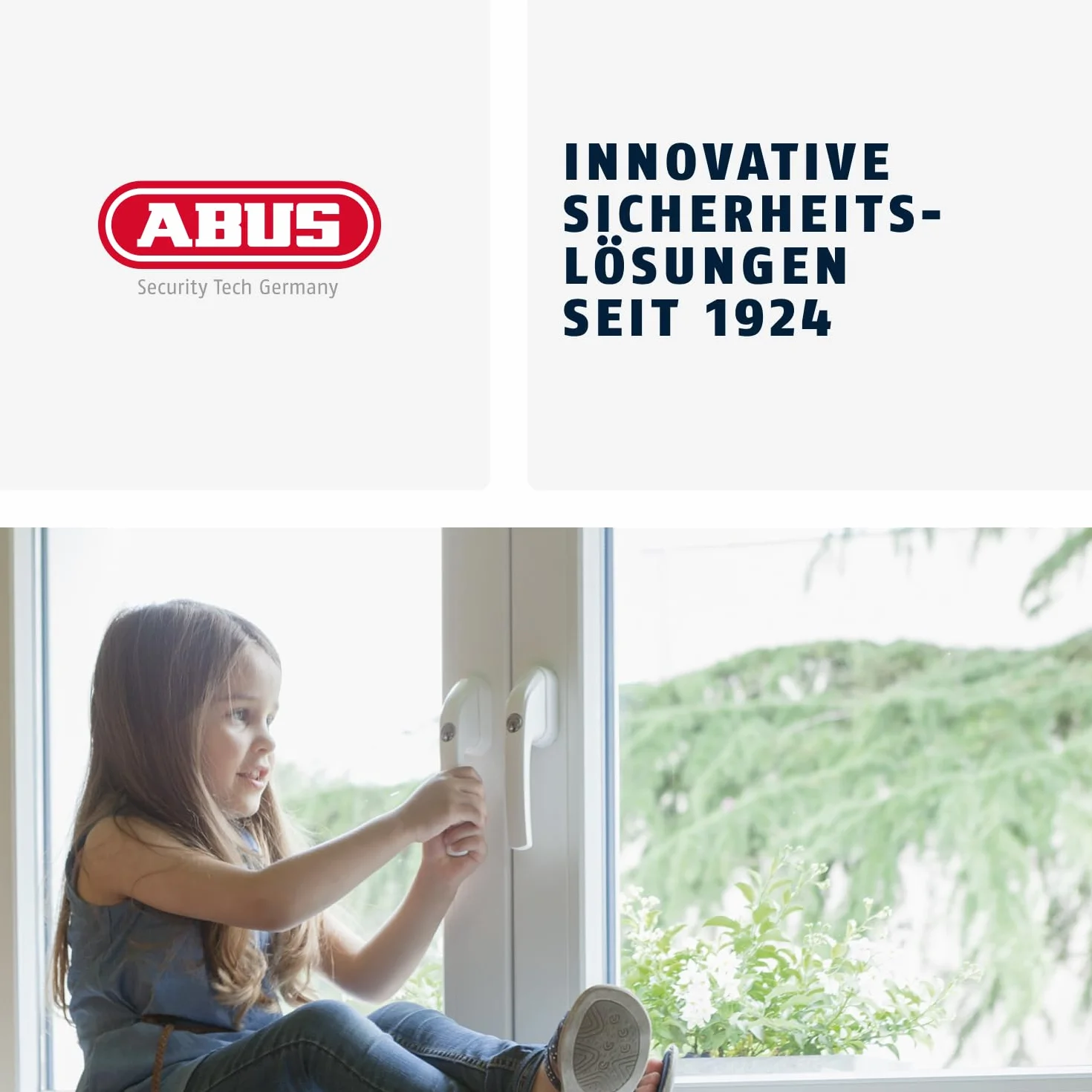 Abus Poignée de Fenêtre Verrouillable FG200 AB208 - Bouton avec Cylindre de Pression, Verrouillage Identique - Niveau de Sécurité 3 - Blanc