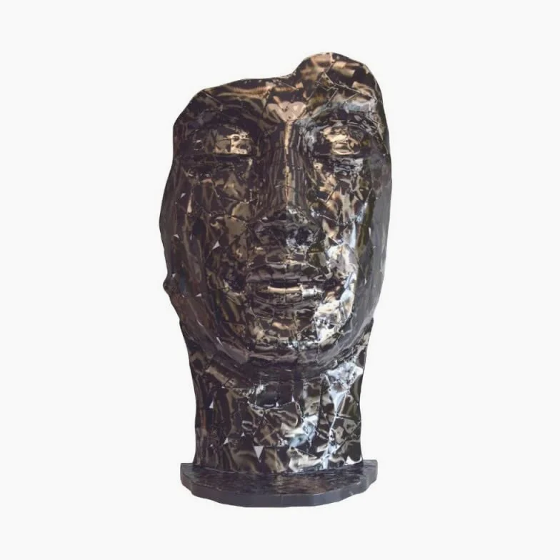 Statue Visage métal mosaïque 108 cm - Gris Anthracite