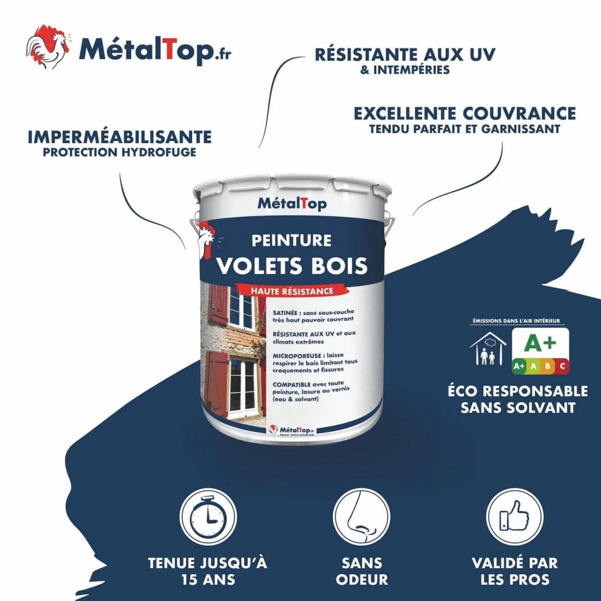 Peinture Volets Bois Gris Anthracite RAL 7016-1 L Microporeuse Anti-UV Anti-humidité Haute Protection 15 Ans