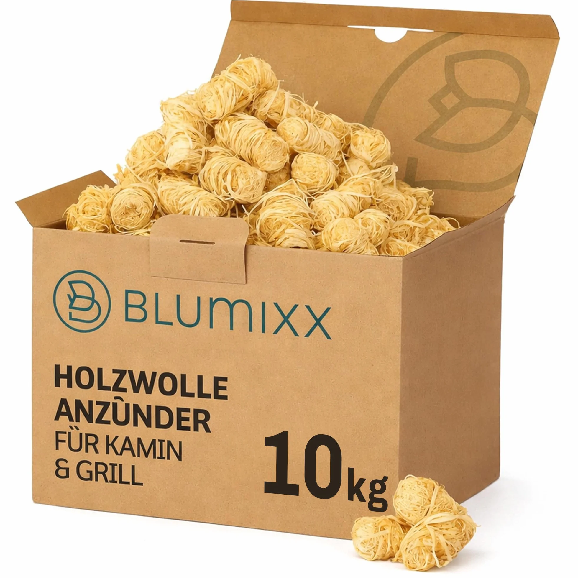 Blumixx Allume-feu en laine de bois 10 kg 1000 pièces écologique bois pur cire certifié FSC