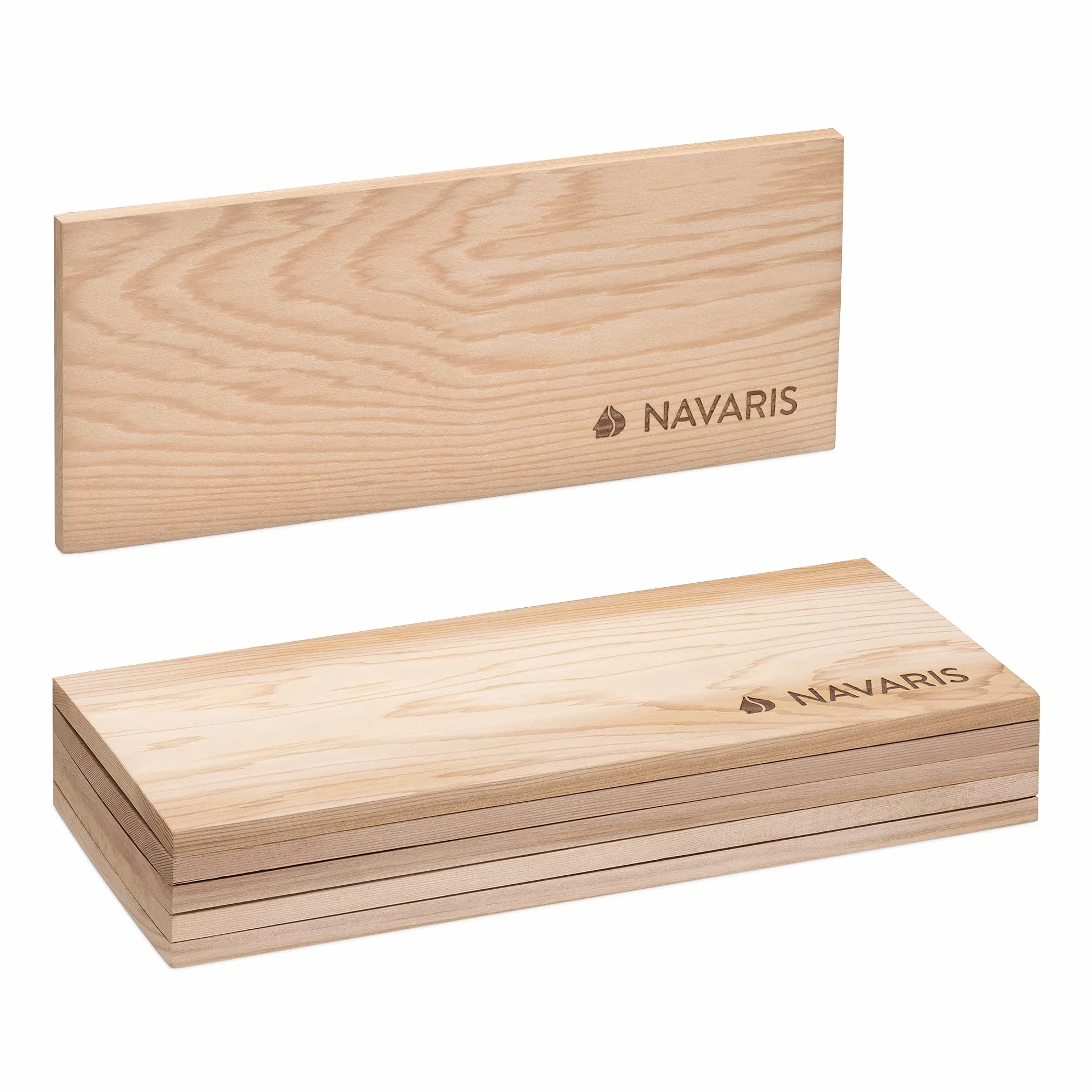 Navaris Planche à Griller Barbecue - Lot 6X Planche à Fumer en Bois de cèdre pour Grill Barbecue Charbon et électrique - Poisson volaille Viande