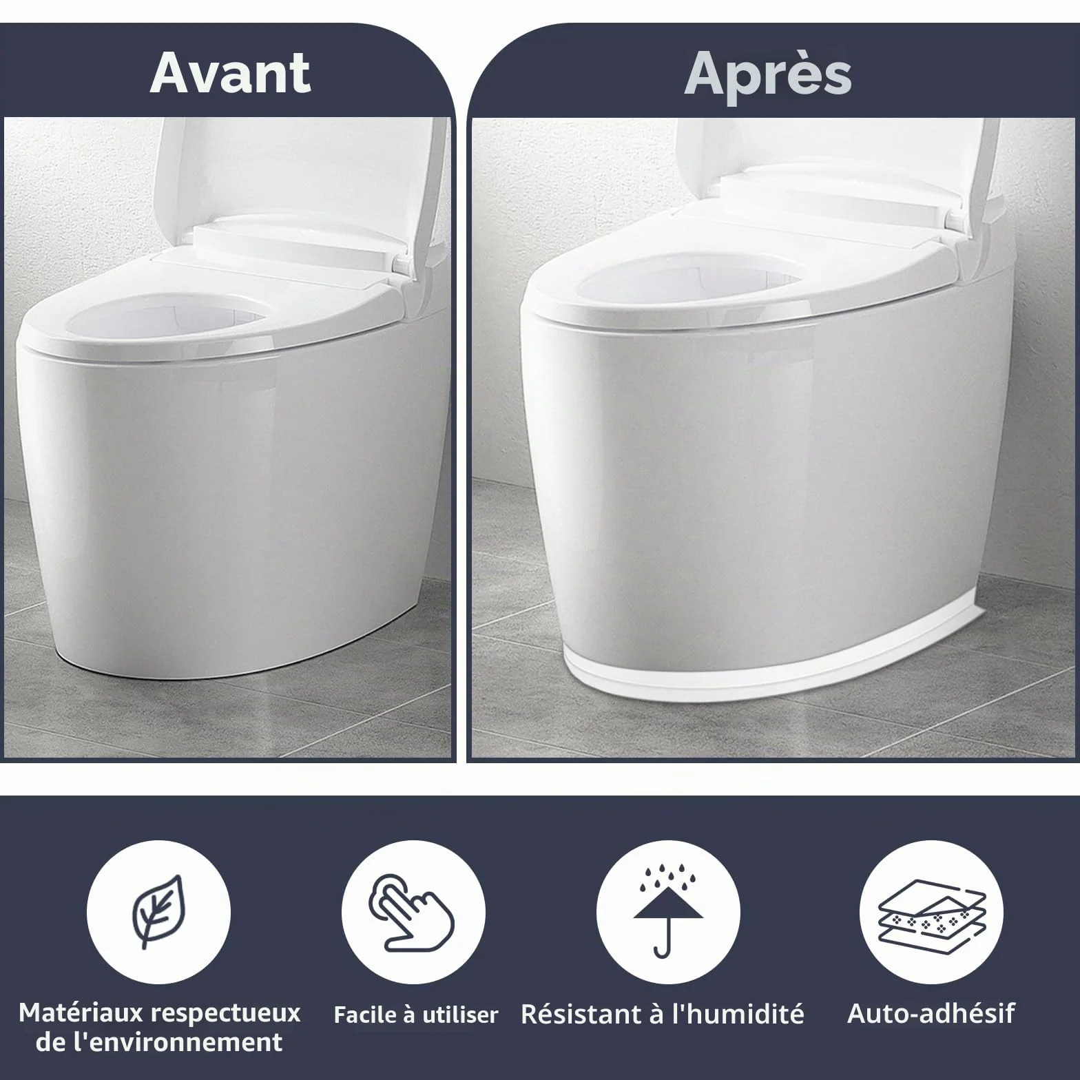 Mokani Ruban Joint Silicone Auto-Adhésif Bande Étanchéité Salle de Bain Blanc 320 x 3,8 cm