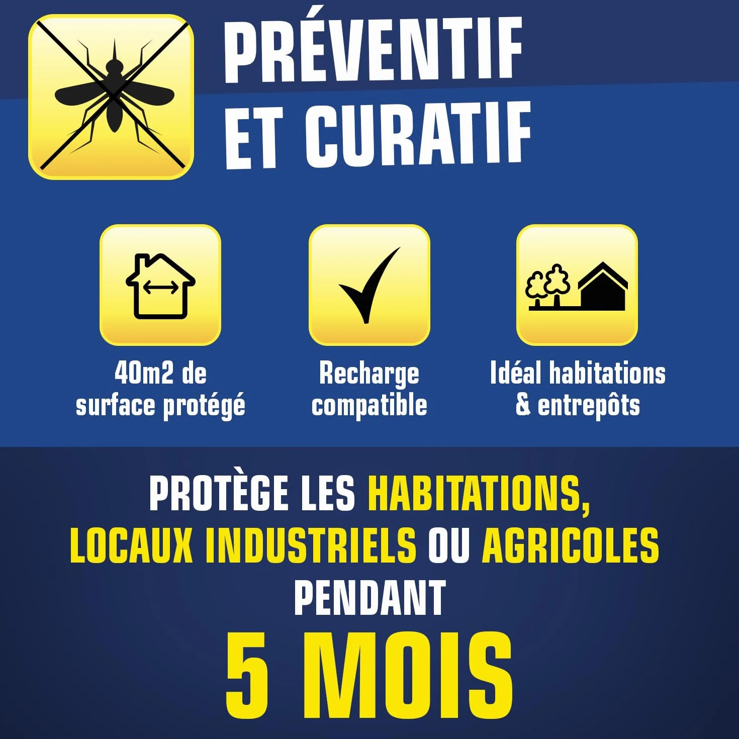 K.PRO Diffuseur automatique contre mouches et moustiques 250 ml 5 mois protection programmable 3 fréquences 40 m²