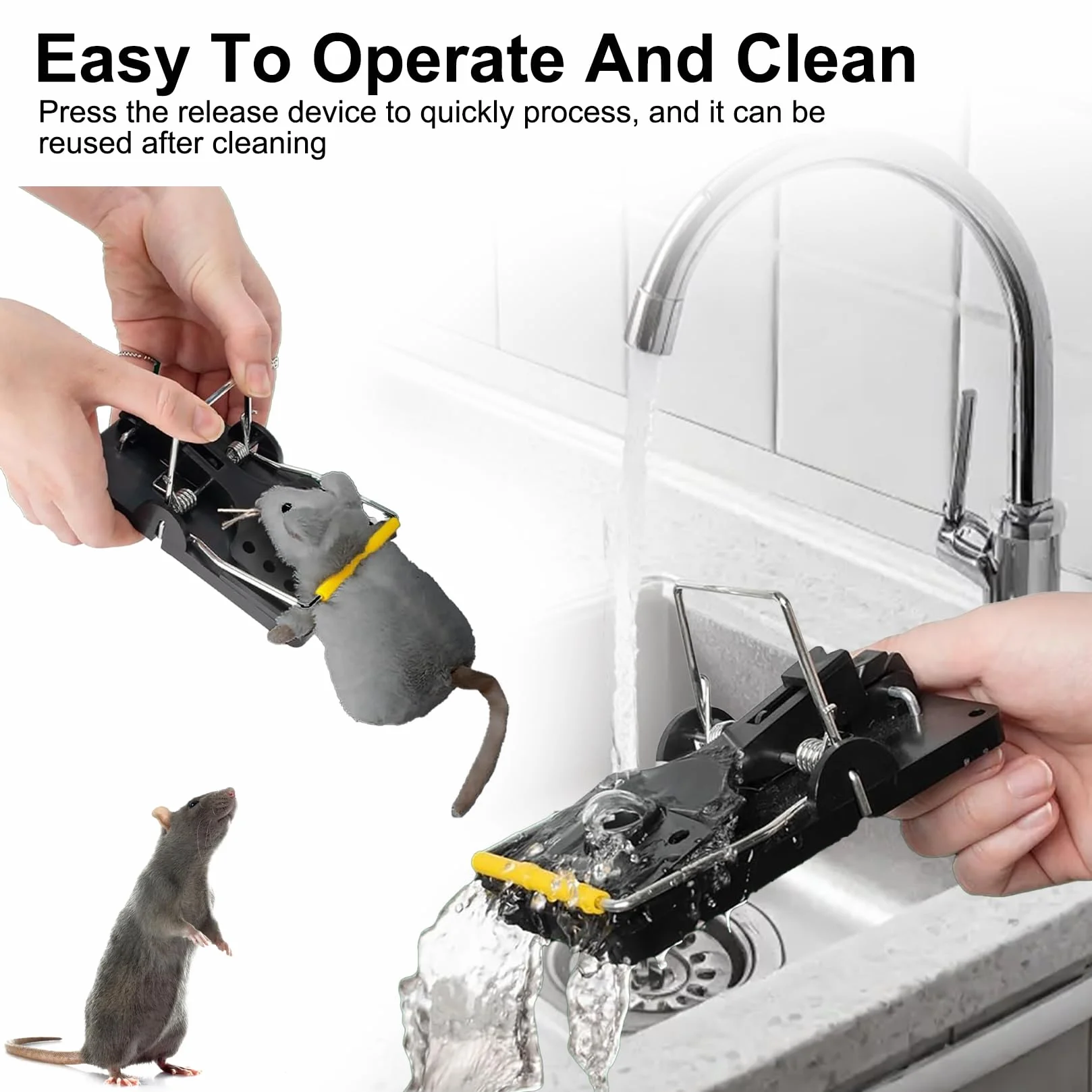 6 Pcs Tapetteà Rat, Tapetteà Souris Rats, Piège à Rats Professionnel, Attrape Souris, Piège à Souris Maison, Attrape Tapettea Réutilisable Sensible pour Cuisines, Jardins, Entrepôts, Caves