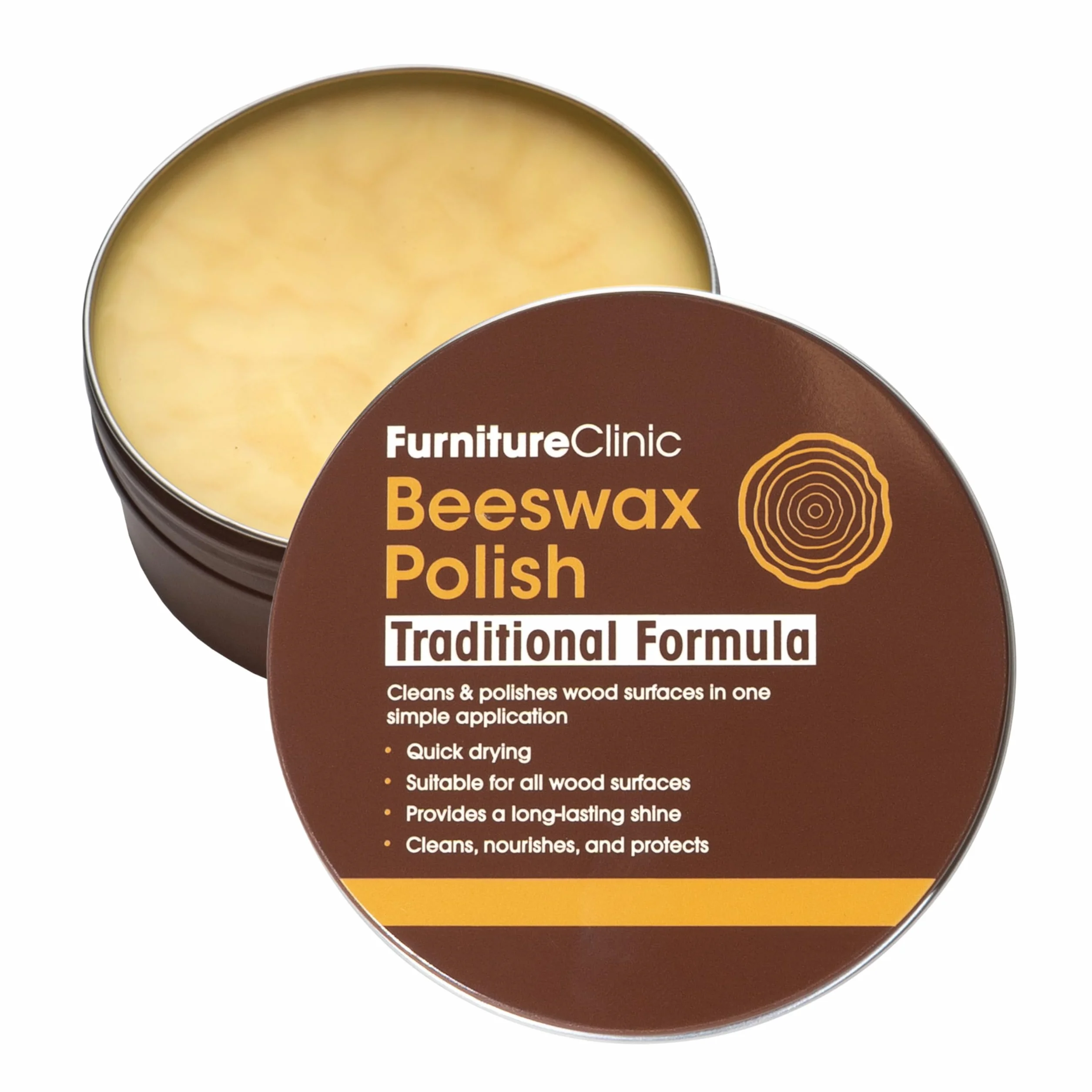 Cire d'Abeille Furniture Clinic pour Bois & Meubles Incolore 200 ml – Cire Naturelle Entretient Nourrit Protège