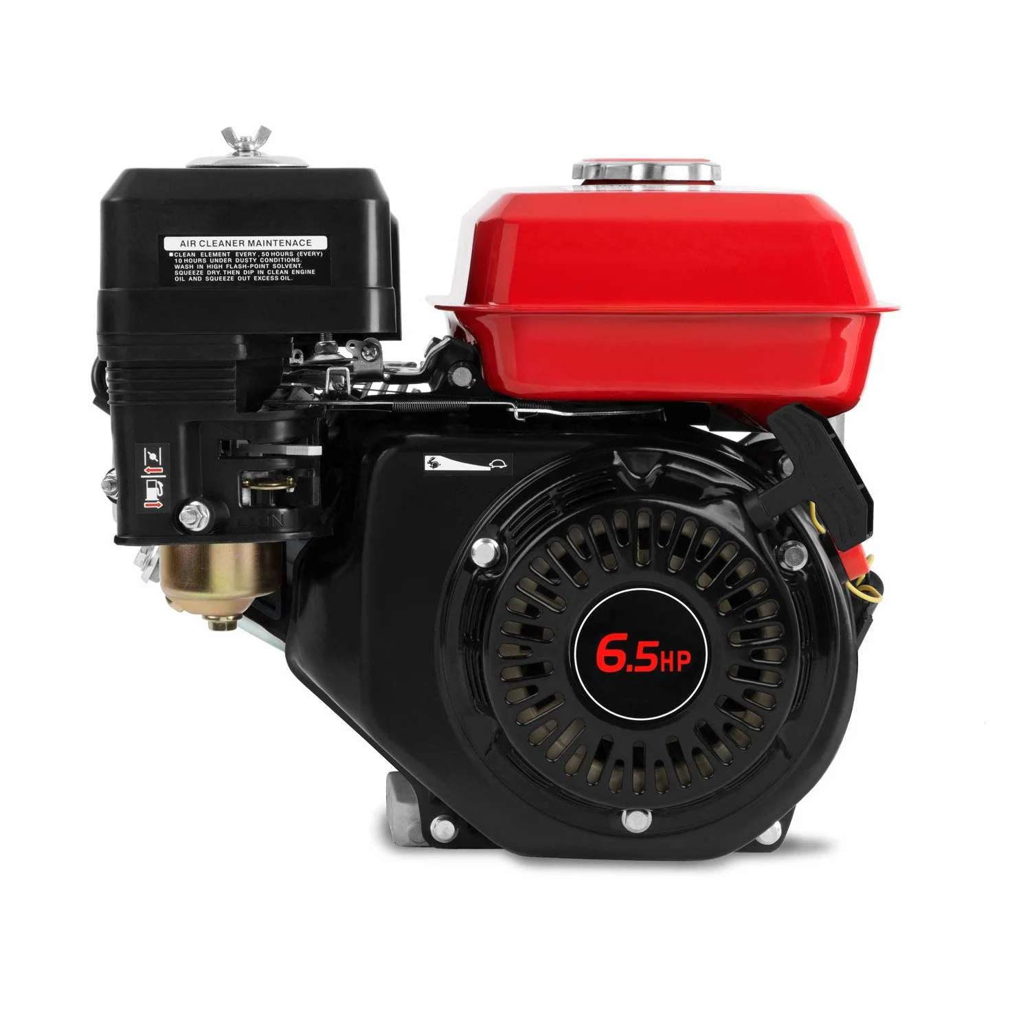 EBERTH 6,5 CV Moteur thermique à essence Moteur de kart avec arbre de 19,05 mm Ø, sécurité contre manque d'huile, 4 temps, 1 cylindre, 196 ccm cylindrée, refroidissement air, démarrage câble