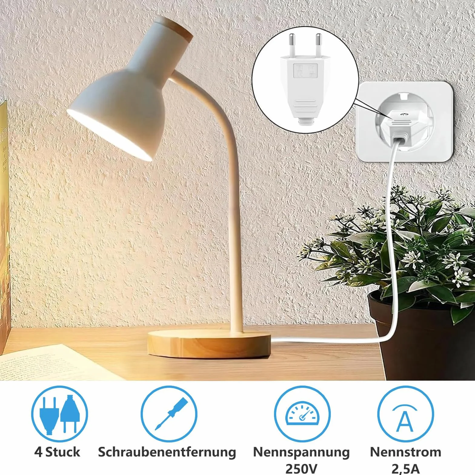 Fiche Européenne Plate 250V 2.5A Prise Electrique Mâle Euro Schuko