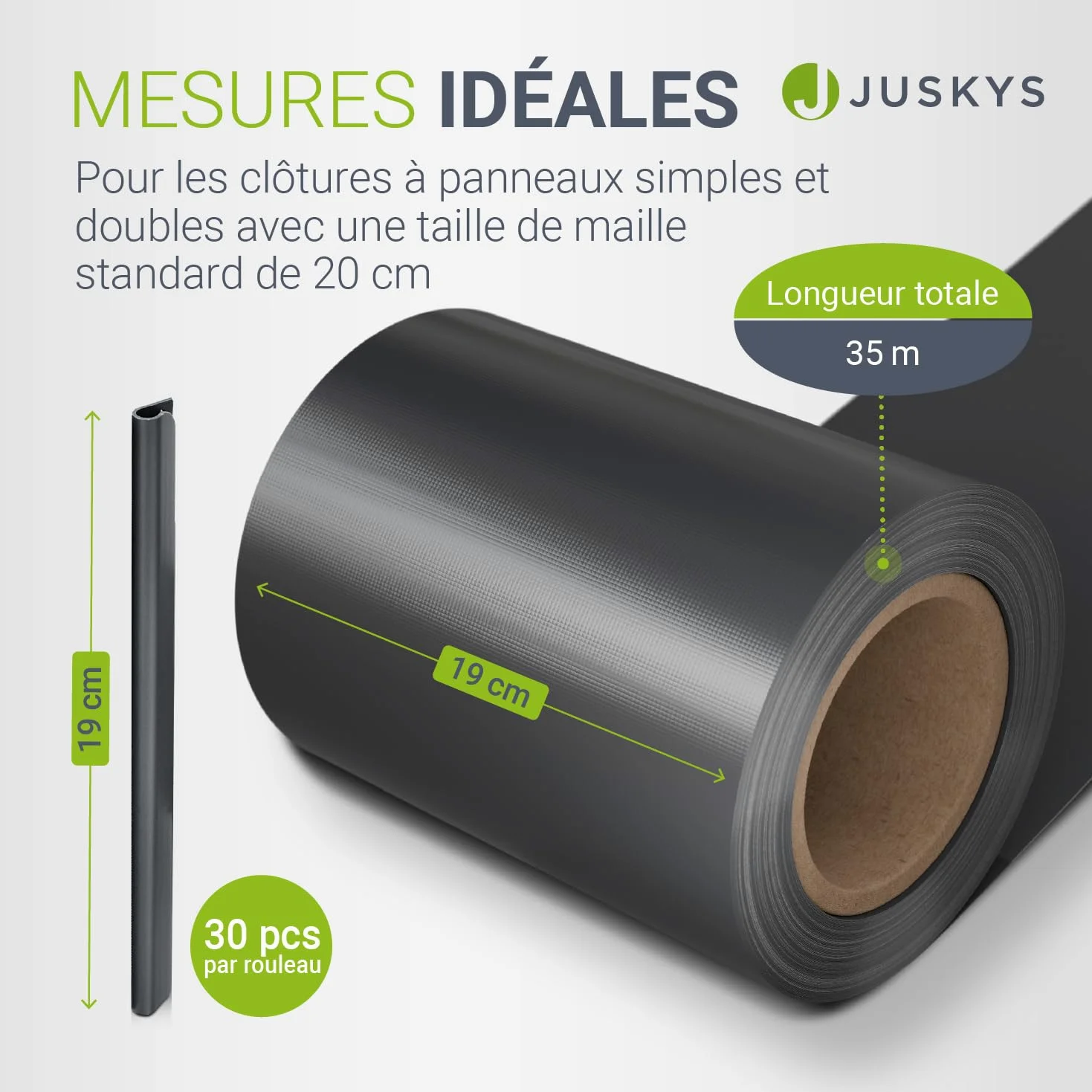 Juskys Rouleaux Brise-Vue en PVC pour clôtures à barreaux Doubles - 4 Rouleaux de 35 m, 120 Clips de Fixation - Film Anti-Regards pour clôture Protection visuelle - Anthracite