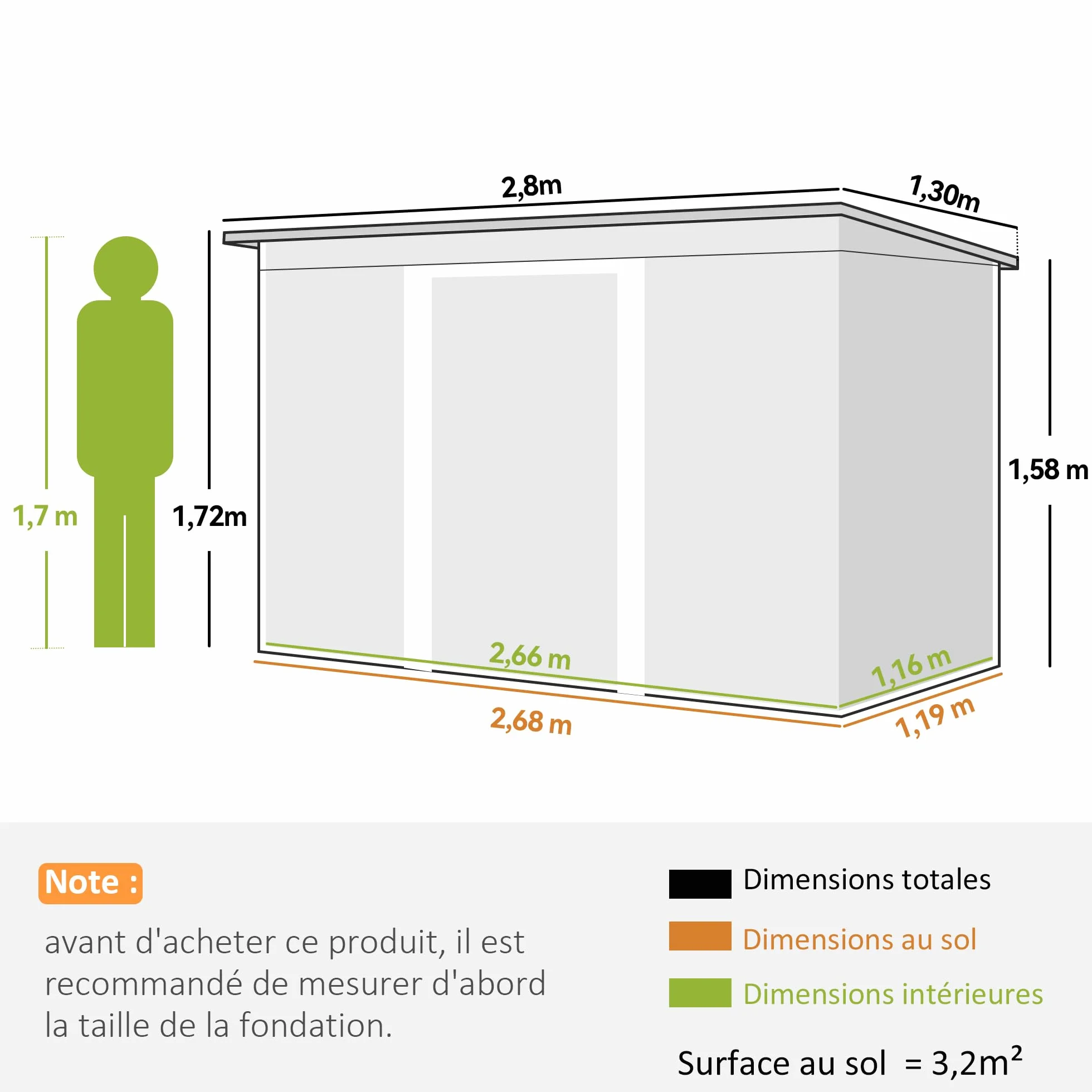 Outsunny Abri de Jardin Acier galvanisé XXL 3,6 m² 280 x 130 x 172 cm Cabanon Rangement Outils Portes coulissantes Noir