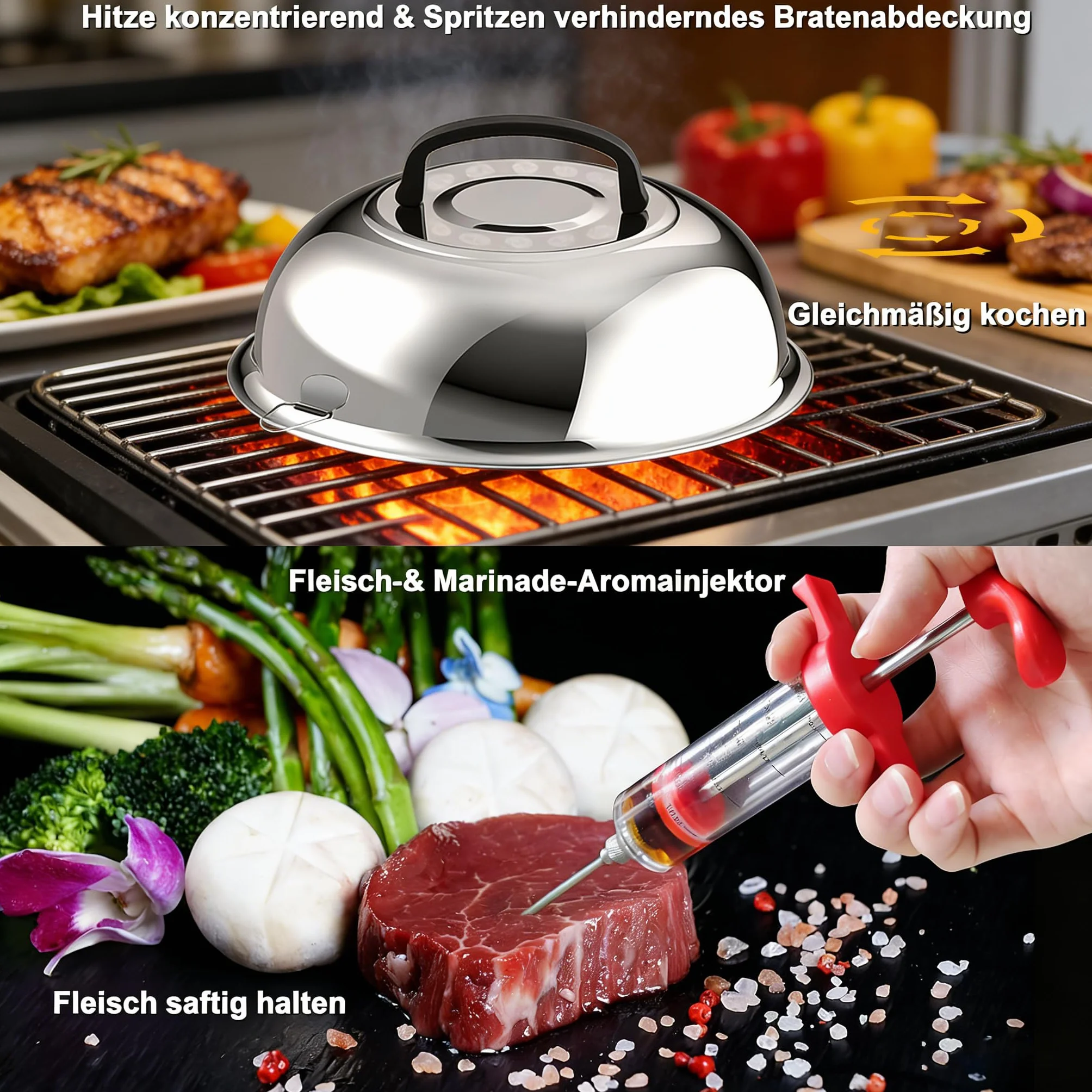 Kit d'accessoires de Barbecue en Acier Inoxydable, Spatule Plancha Set, 21 Pièces