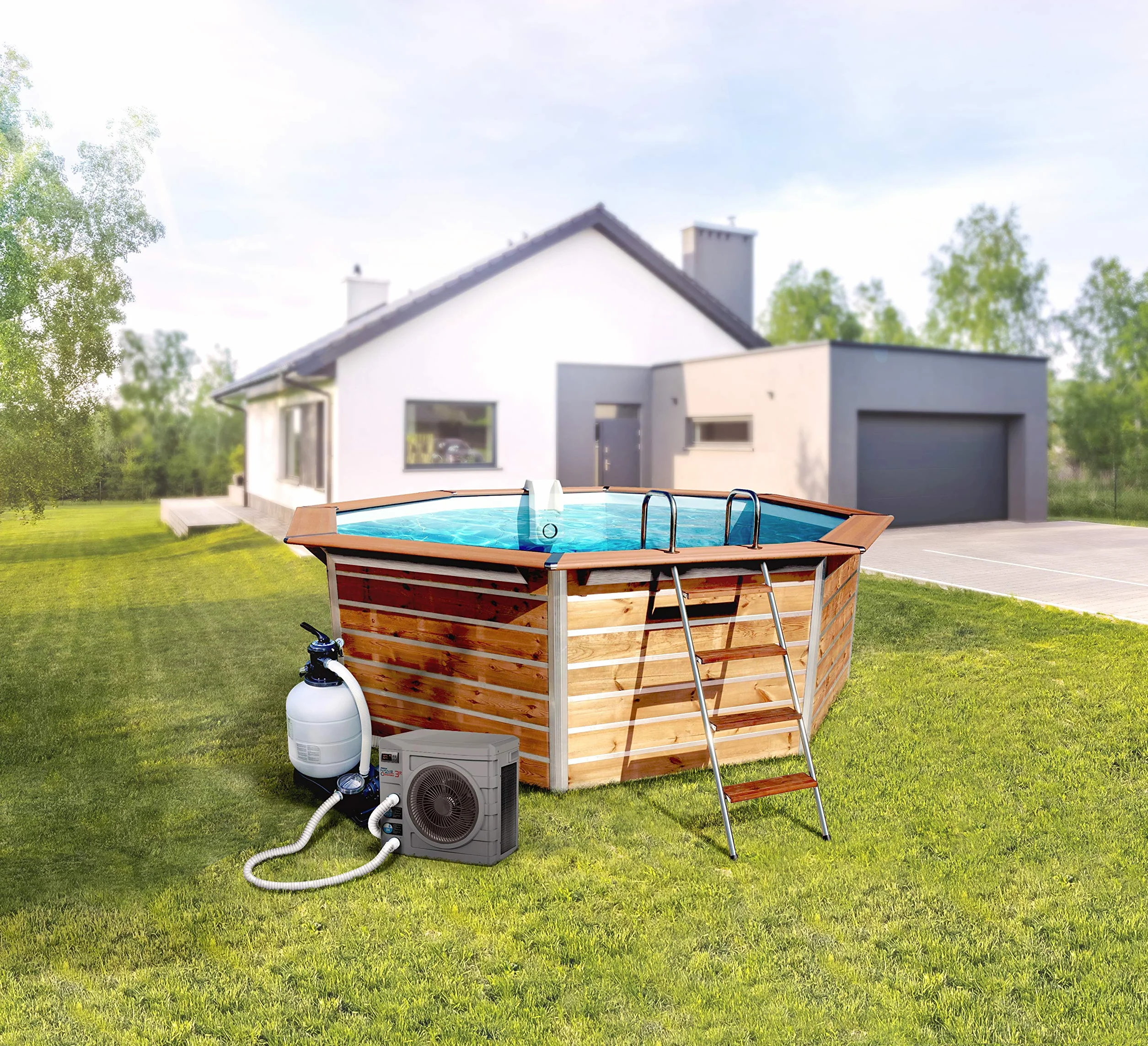 N NETSPA POOLEX - PC-NANO-A4R - Poolex Nano Reversible 4kW - Pompe à Chaleur Piscine Dédiée aux Petites Piscines Hors-Sol et Spas - Consommation de 810 W - Volume du Bassin de 15 à 28m3