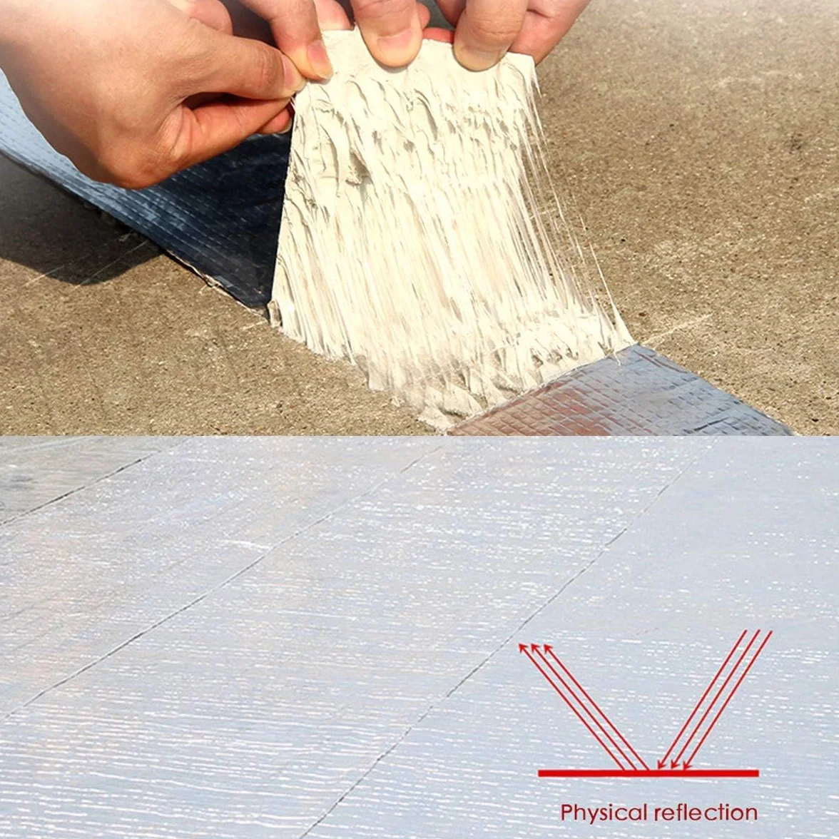 Ruban Butyle Adhésif Étanche 50mm x 5m, Bande d'Étanchéité Aluminium pour Fuite Toit Tuyau Façade