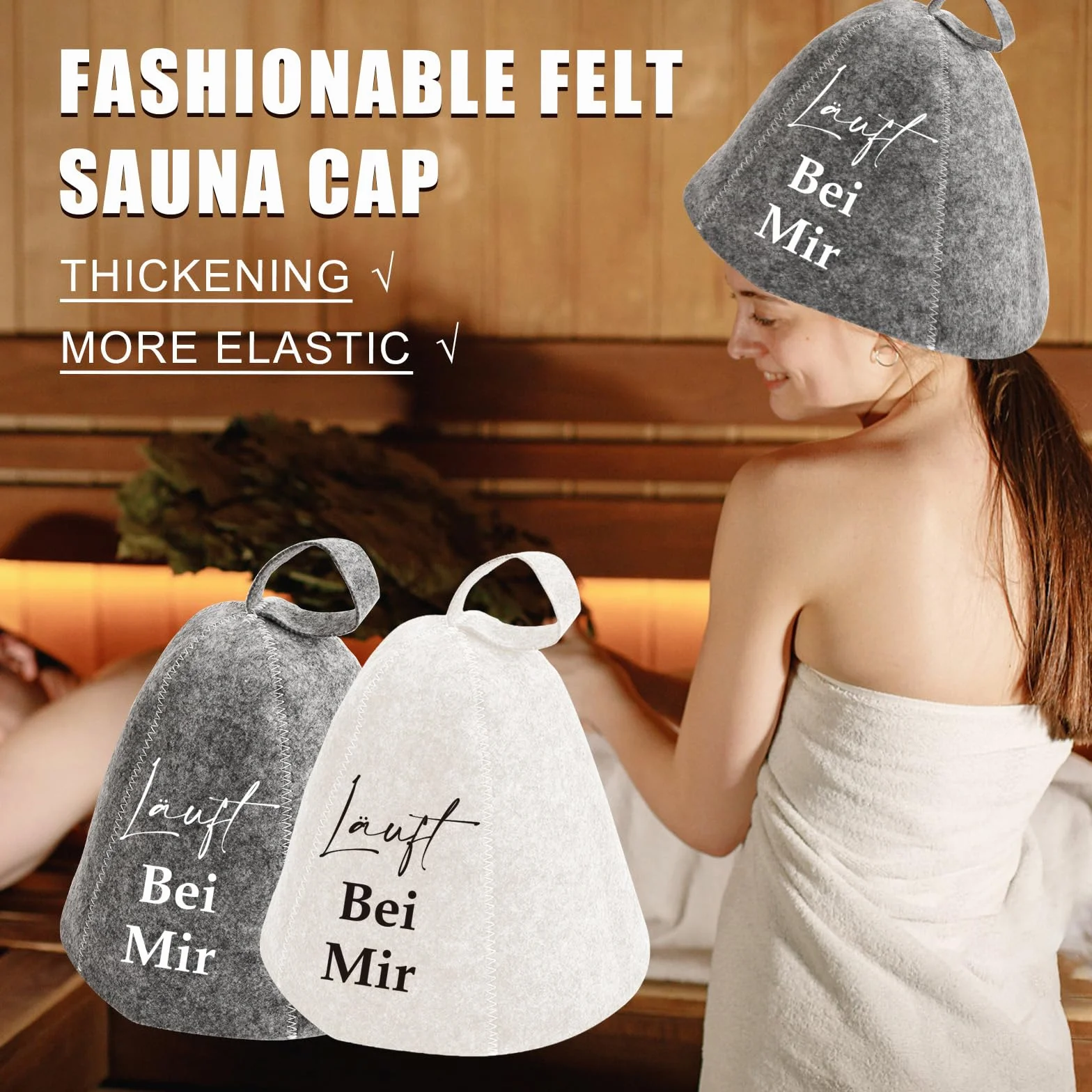 Bonnet de sauna en feutre lot de 2 pour homme et femme