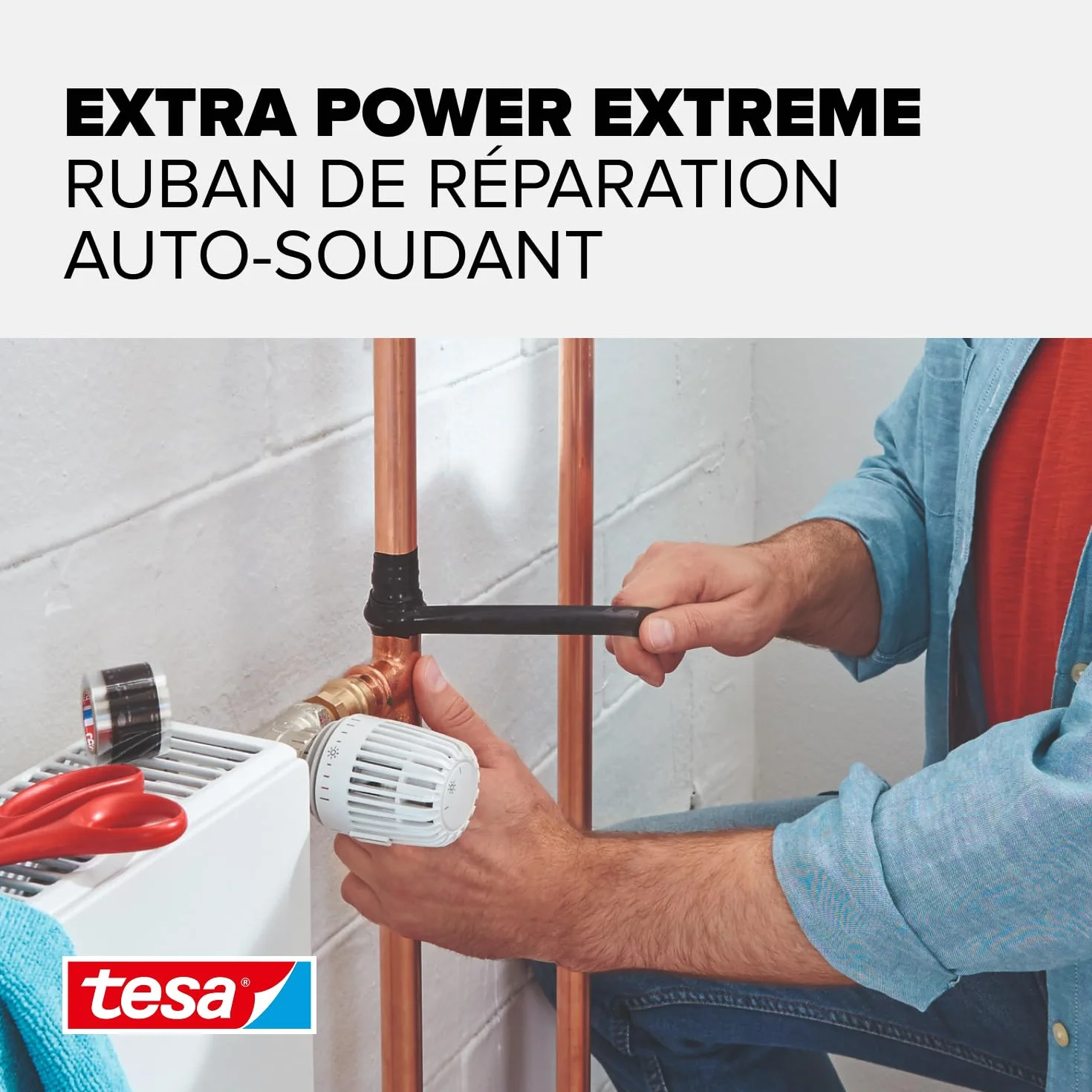 tesa extra Power Extreme Repair Ruban de Réparation Auto Amalgamant pour Tuyaux et Câbles – Silicone Résistant Noir