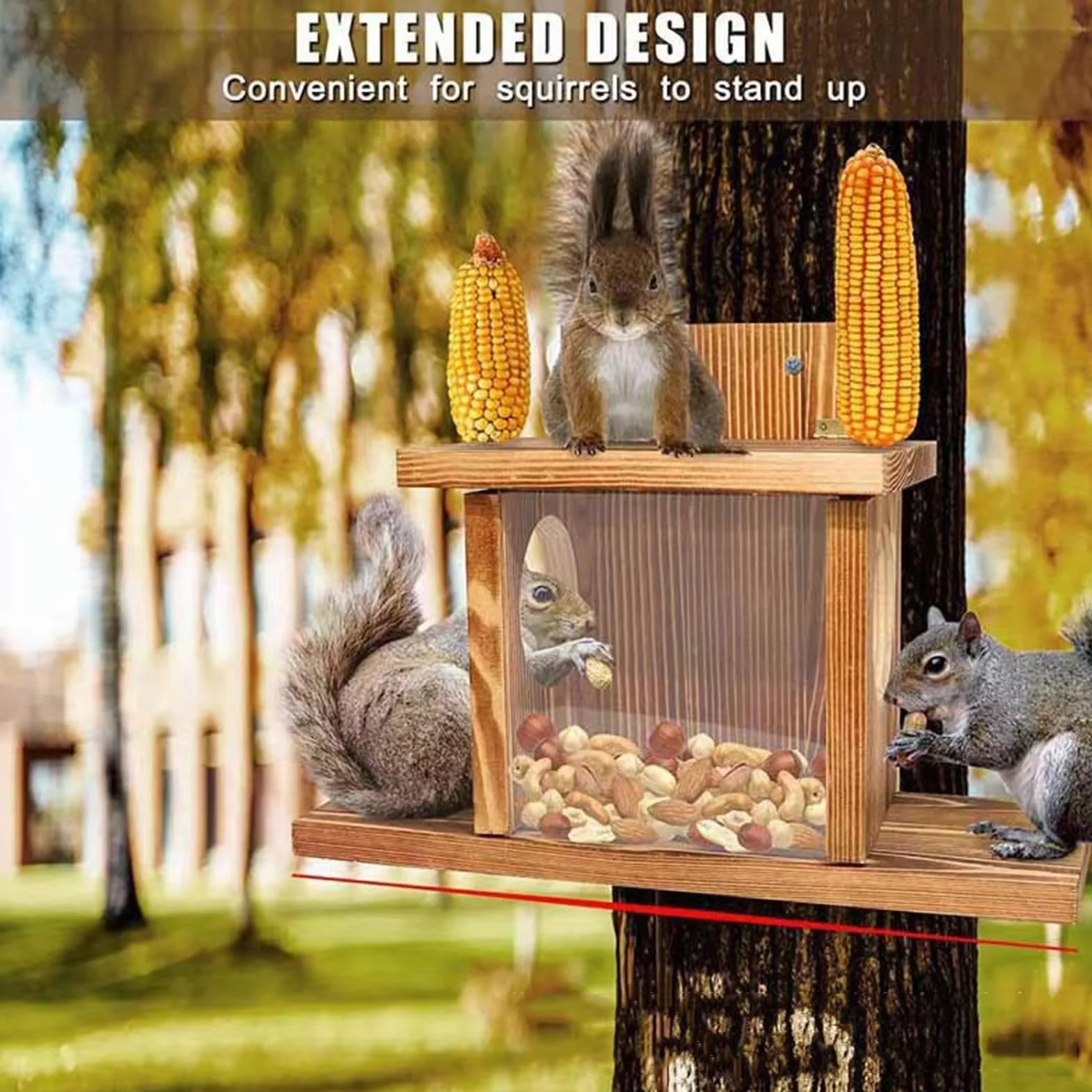Mangeoires à écureuils pour l'extérieur, boîte de Maison pour Tamias, mangeoire à écureuils en Bois, Maison d'alimentation pour Tamias, décoration de Jardin pour l'extérieur et la Cour