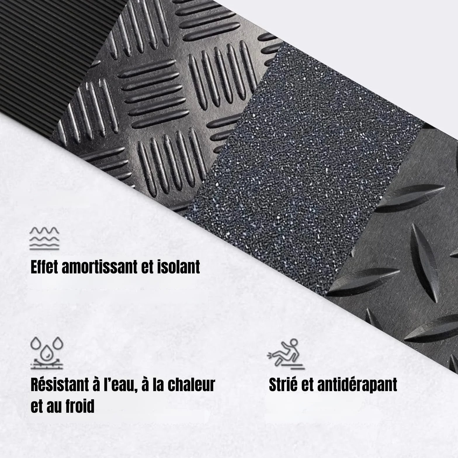 Tapis de Sol en Caoutchouc Antidérapant Imperméable Couvre-câbles 50 x 100 cm Noir