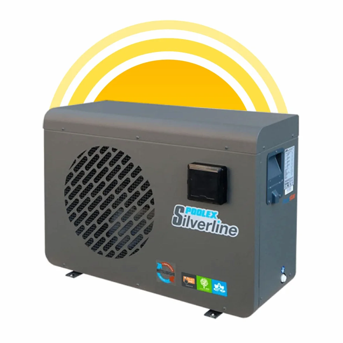 POOLEX - PC-SLP070 Silverline 70 - Pompe à Chaleur Piscine Silencieuse et Économique - Tous Types de Piscines - Compresseur Hautes Performances - 7kW - Volume du Bassin de 30 à 40m3