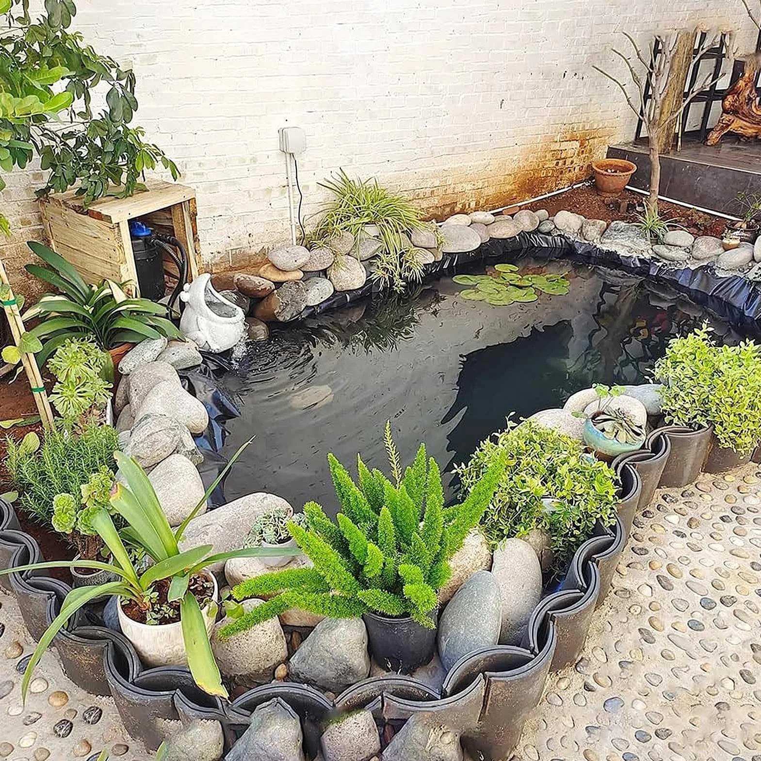 Bâche HDPE Revêtement de Bassin Noir 5x8m 6x10m 8x12m 10x15m Anti-Humidité Jardin Aquatique
