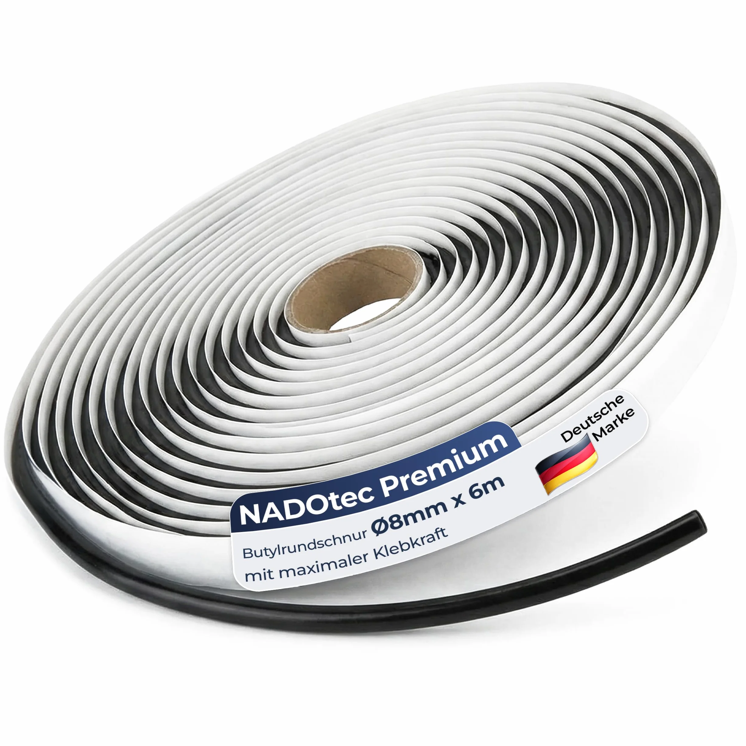 Ruban mastic rond en caoutchouc butyle 8 mm x 6 m Noir