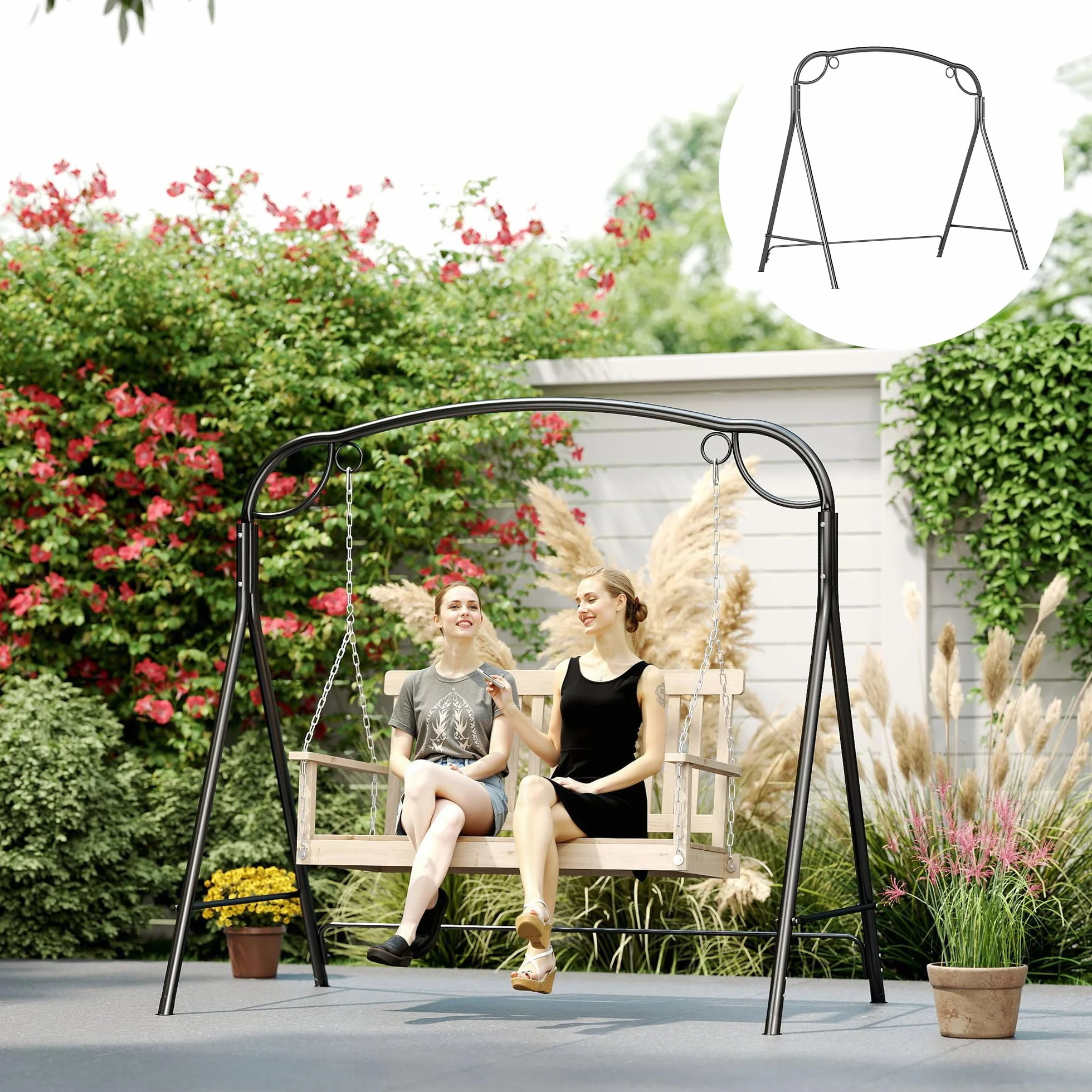Outsunny Support de balançoire en métal Structure de balançoire robuste avec pieds en forme de A Charge 220 kg pour jardin, parc, patio, véranda, 172 x 126 x 170 cm, bronze