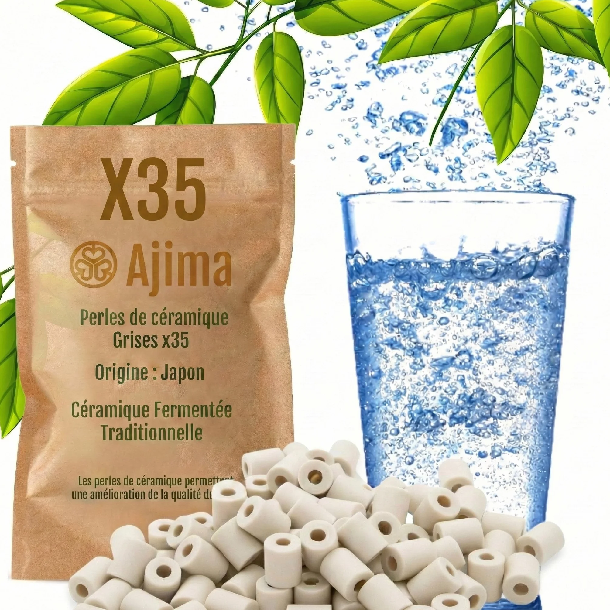 Perles de Céramique Grises Fermentées – Filtre à Eau Naturel Anti-Calcaire pour Carafe, Bouilloire, Gourde, Lave-Linge