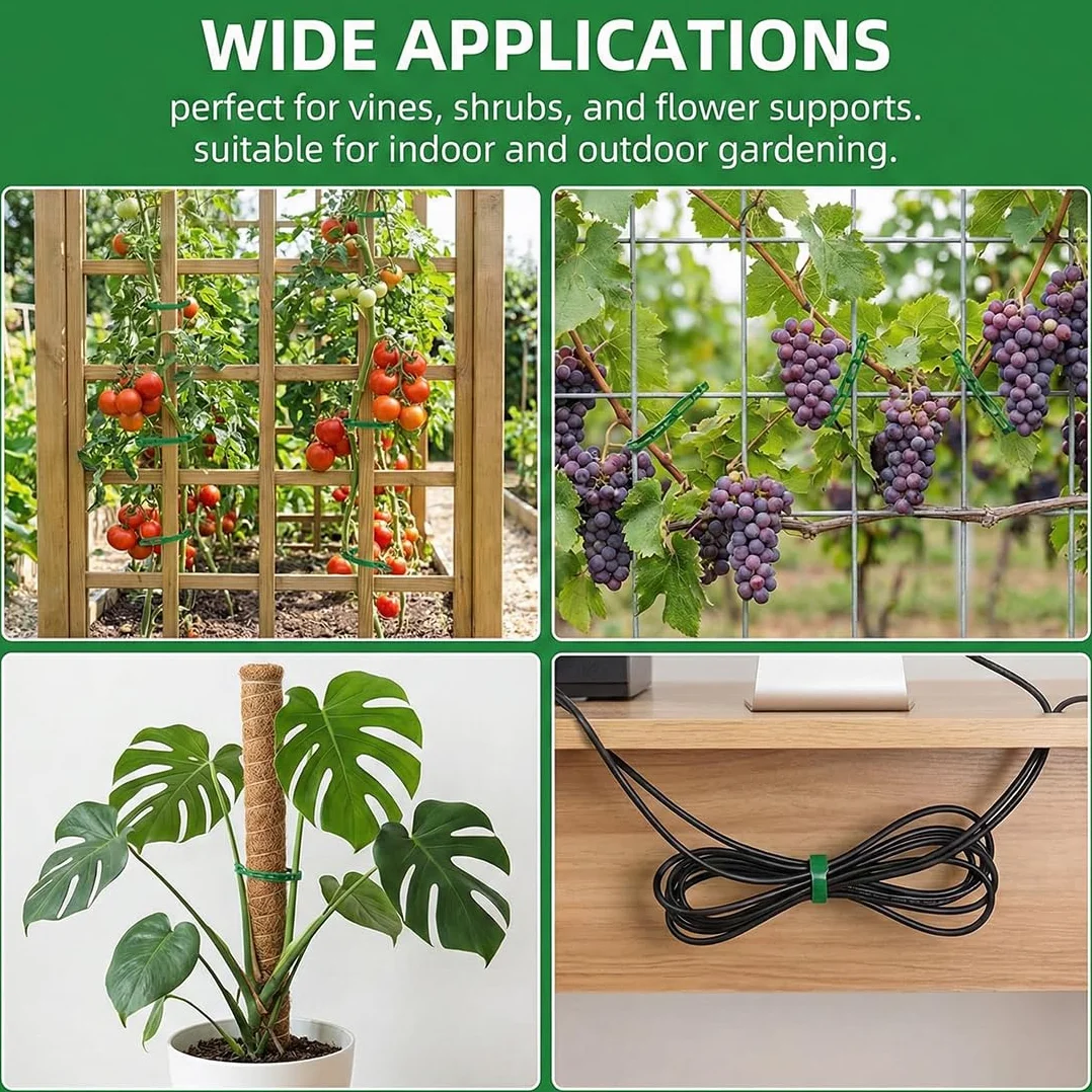100 pièces Attache de Plante Liens Réglables de Jardinage, Attache Plante Grimpante, Accroche Plante Grimpante, Fixation Serrage, Attaches De Torsion En Plastique Flexible (13 cm)