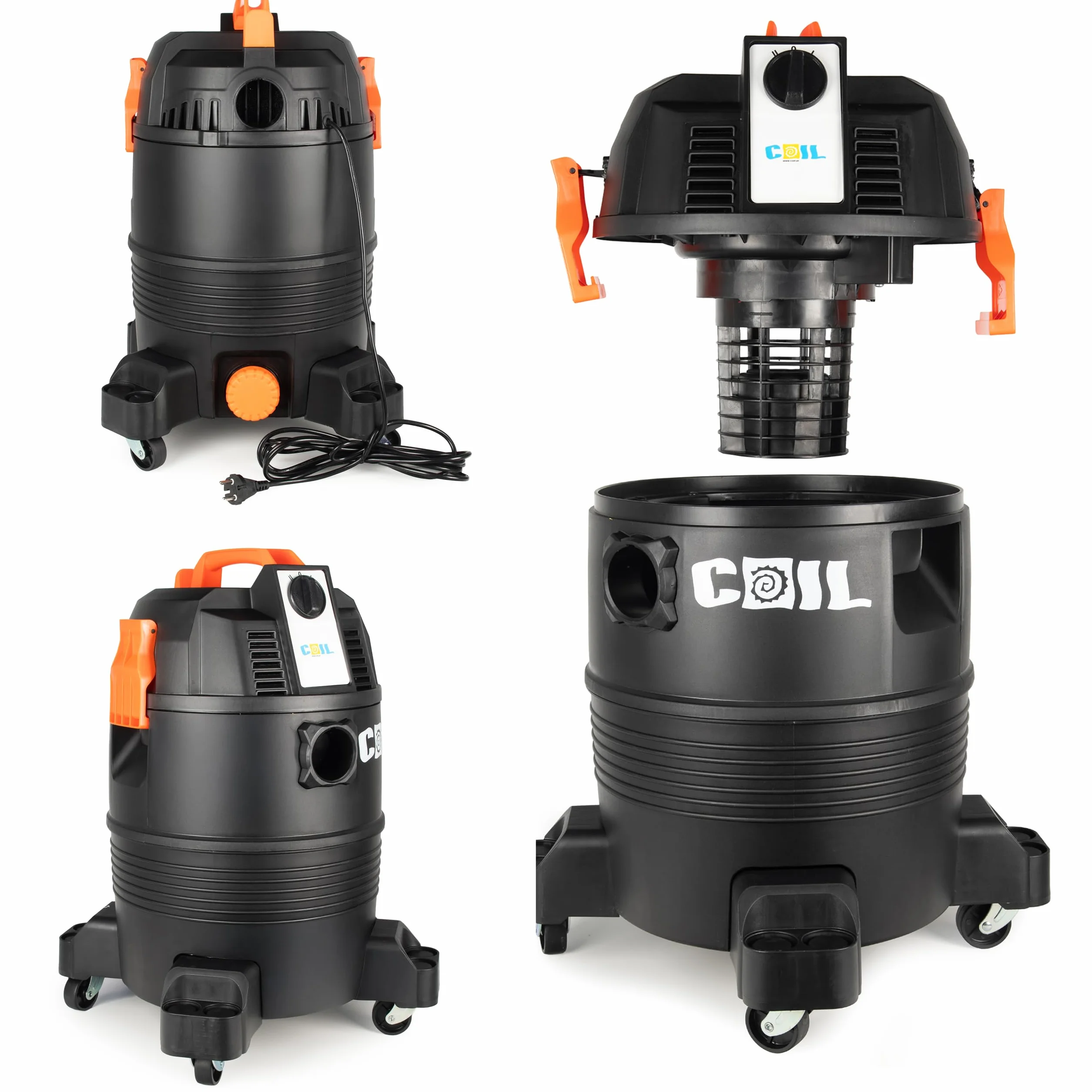 COIL Aspirateur de boues de bassin, aspirateur de boue, aspirateur de piscine, réservoir (35 l), fonction ventilateur, deux modes de fonctionnement, puissance d'aspiration : 18 KPa, 1600 W