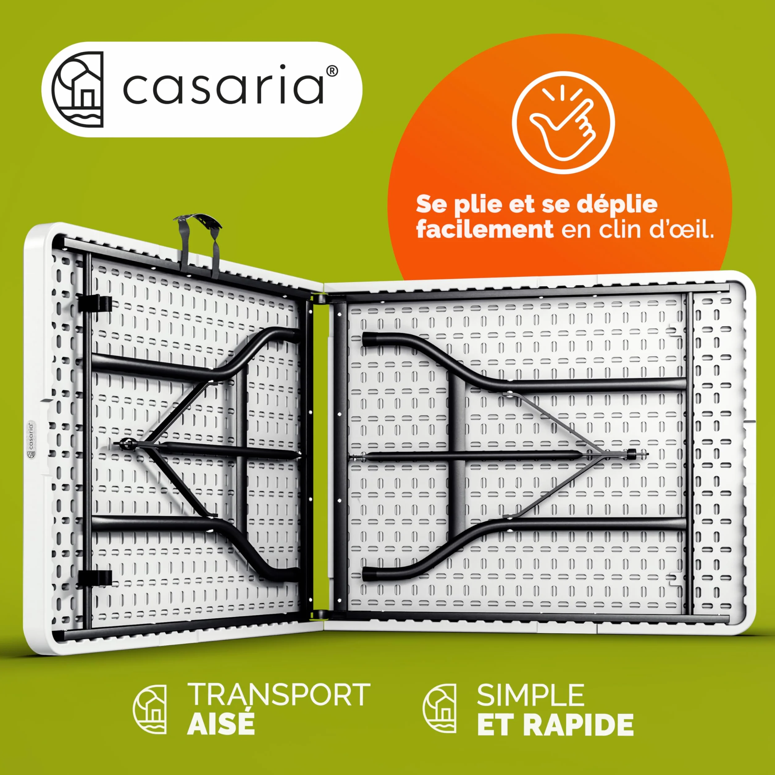 Casaria Table de Camping Pliante Plastique rectangulaire 8 Personnes intérieur extérieur