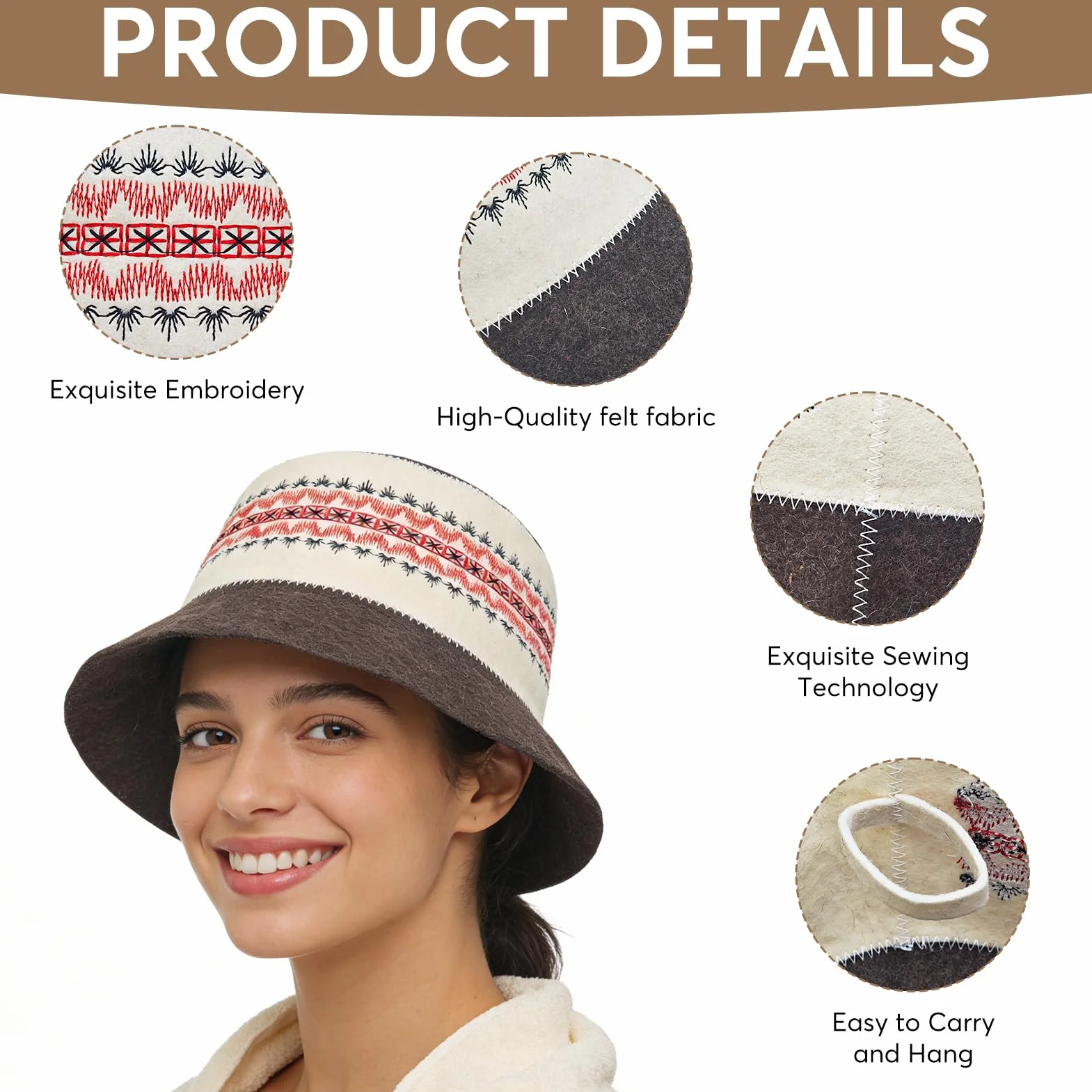 Bonnet de Sauna en Feutre pour Homme et Femme Protection Chaleur Spa