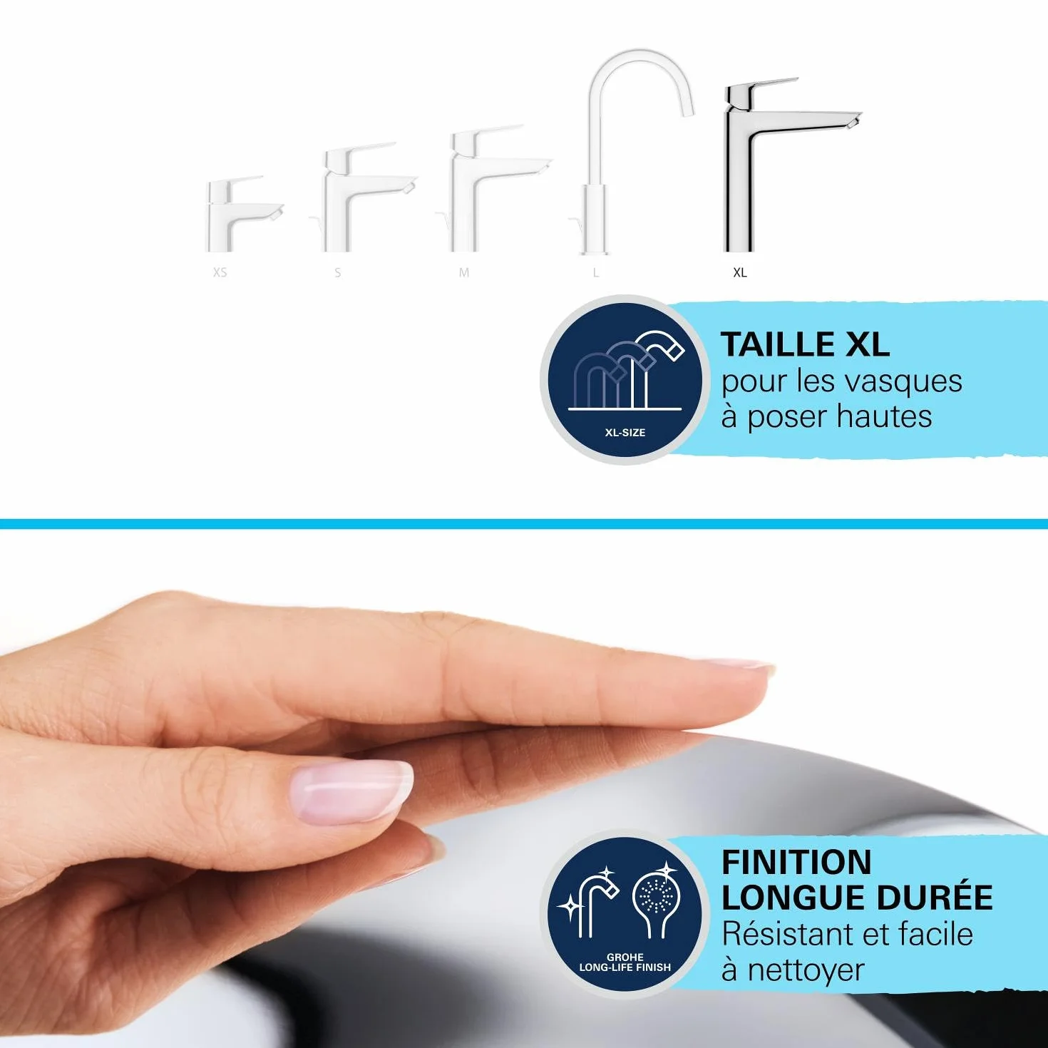 GROHE Mitigeur monocommande 2 jets Robinet évier de cuisine avec douchette extractible Chromé 30361000