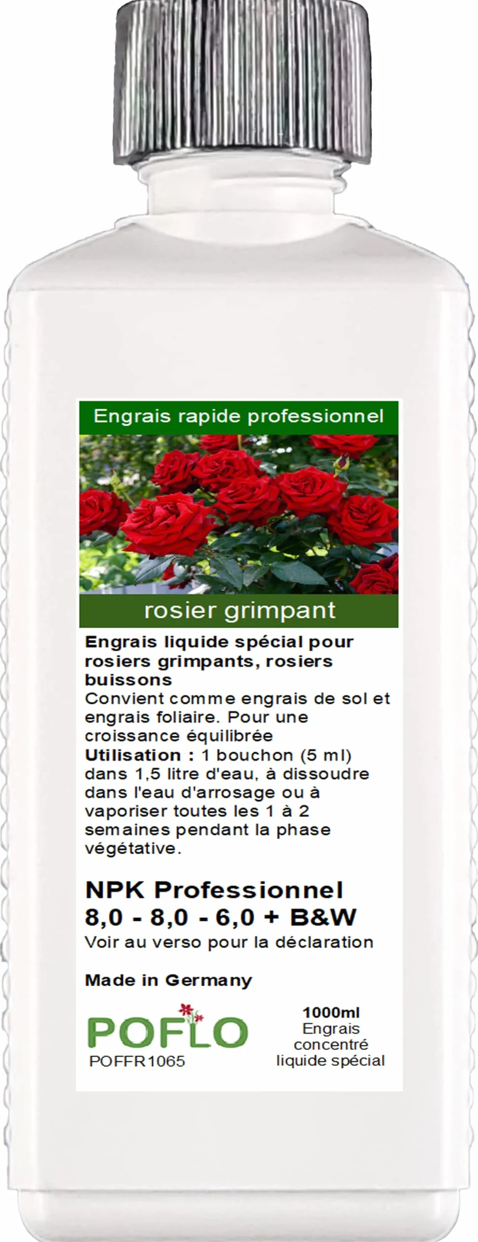 engrais pour rosiers grimpants et rosiers buissons, engrais liquide premium de la gamme professionnelle (1000ml)