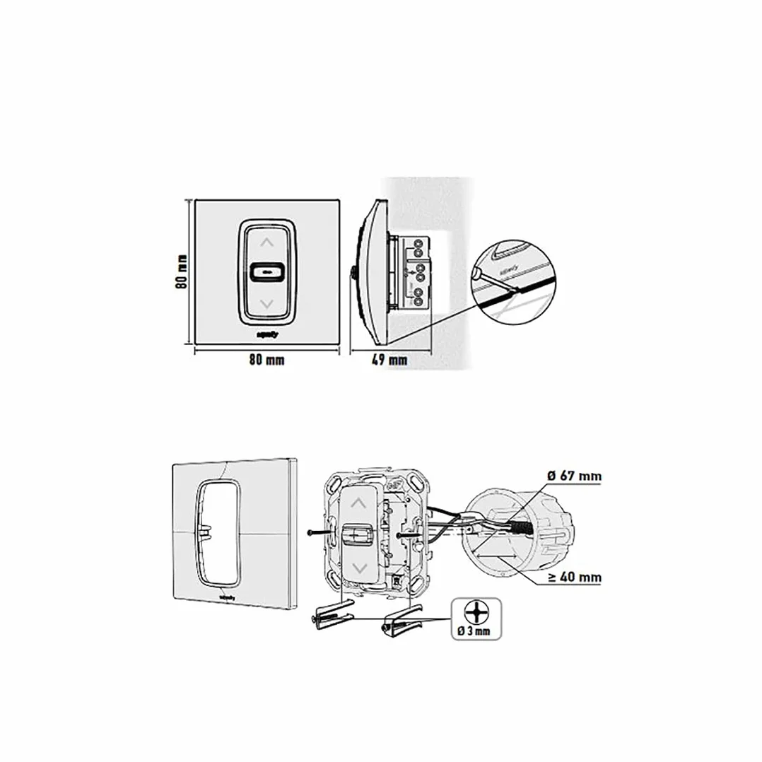 Somfy Commande Inis Volet Roulant Store Filaire Interrupteur Moteur 230V Montée Stop Descente