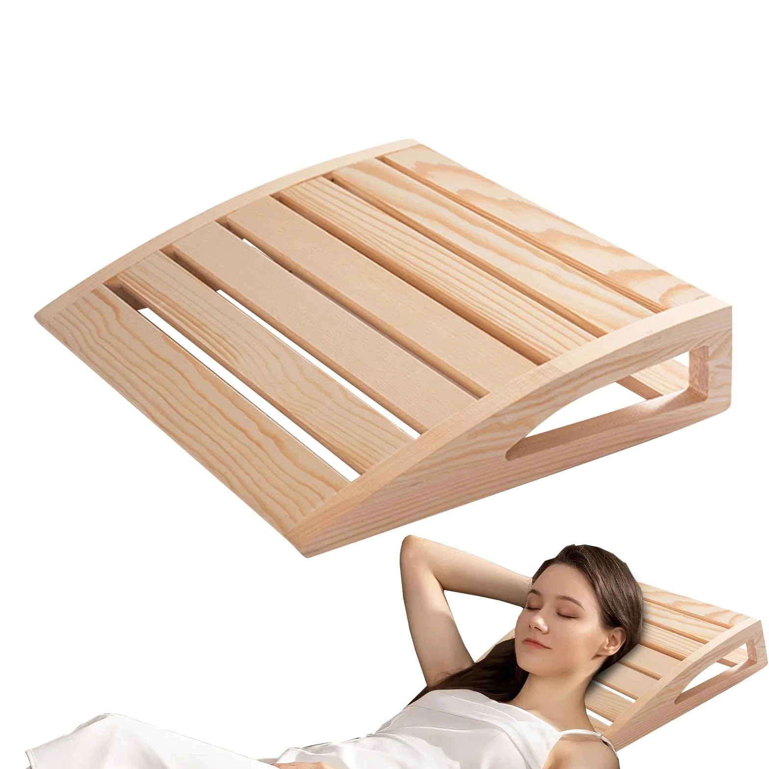 Appui-tête de sauna en bois fait à la main 38 x 30 x 7 cm soutien ergonomique relaxation bois naturel