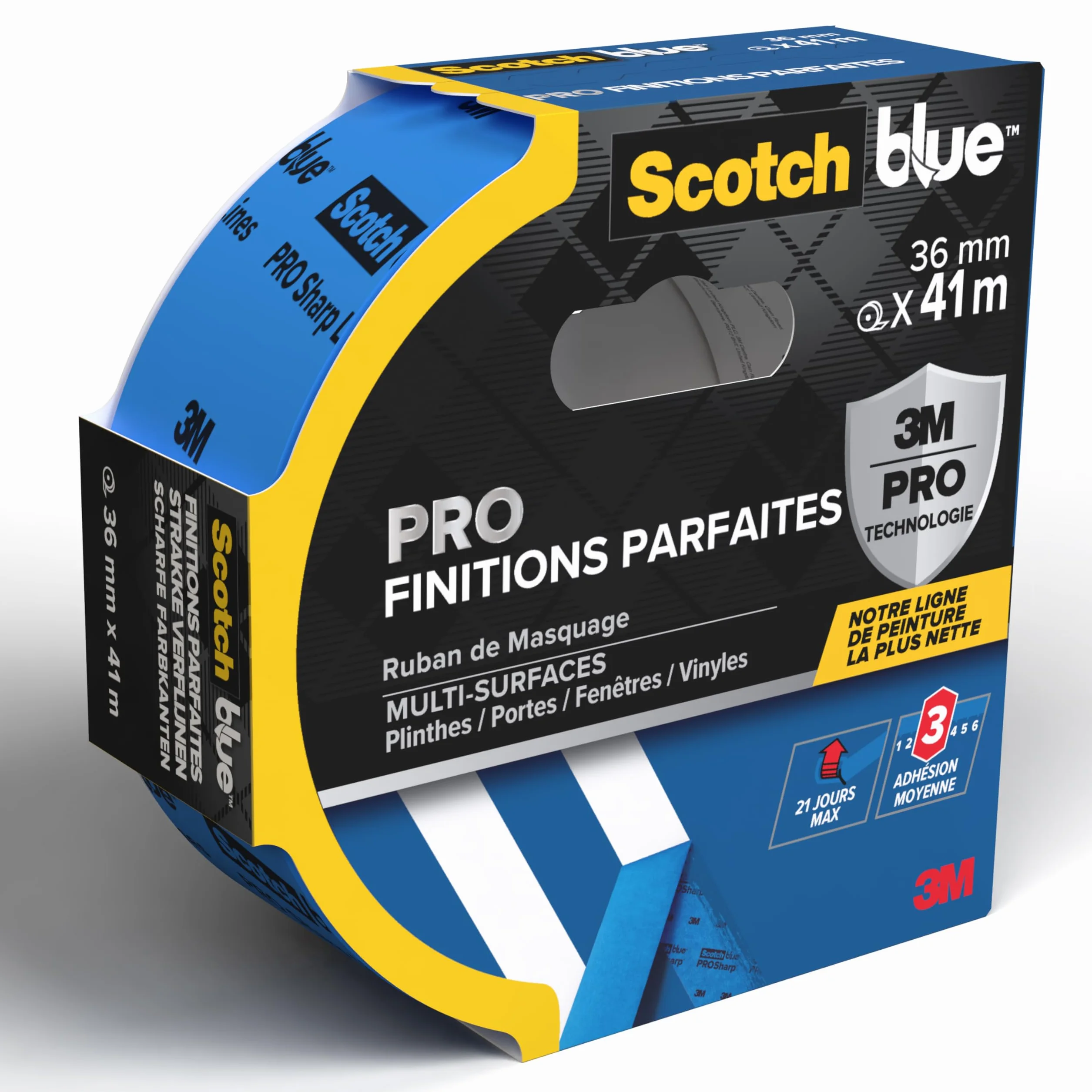 ScotchBlue Ruban de Masquage 36 mm x 41 m Bords Nets Intérieur Extérieur
