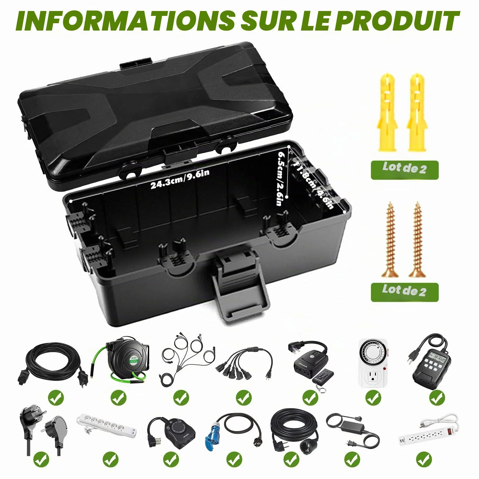 Boîte Étanche Électrique Extérieur IP54 25x12x7 CM avec Bouclier Amovible