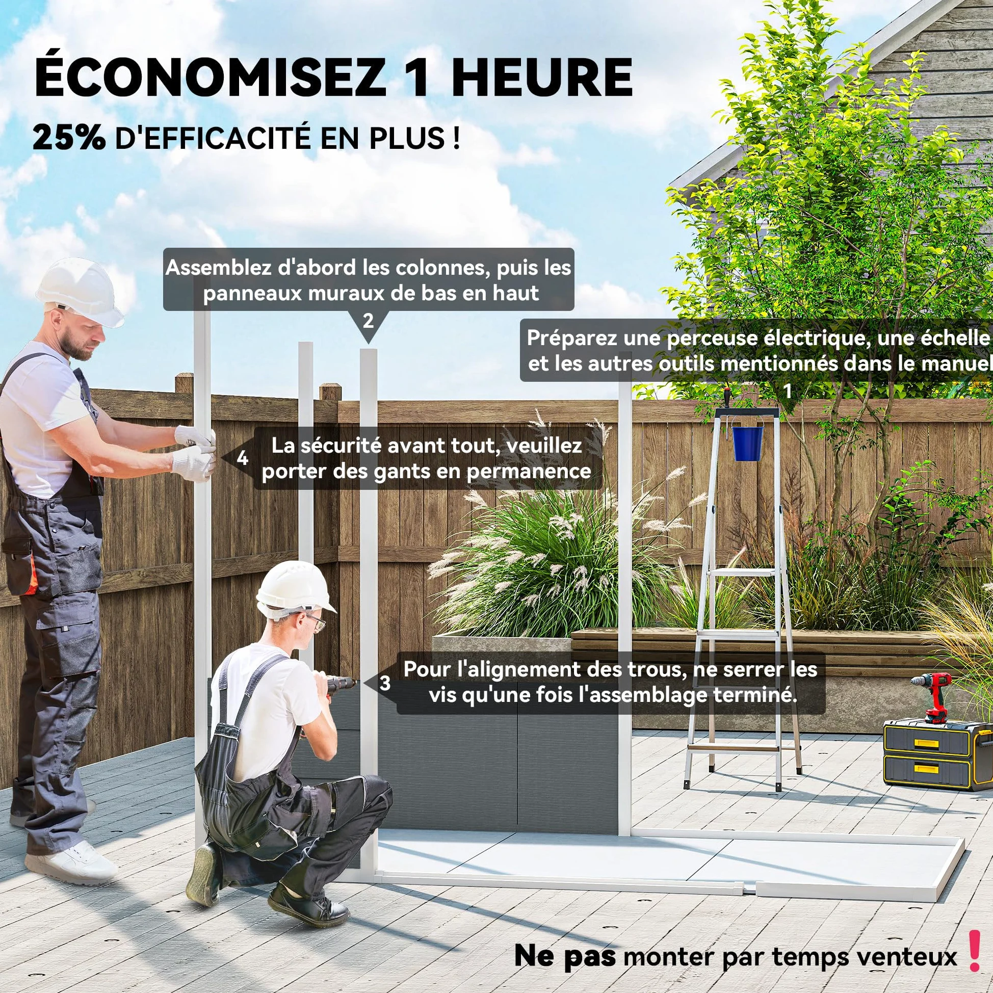 Outsunny Abri de Jardin 2,54 m² cabane de Jardin extérieur 2,4 x 1,3 m cabanon Rangement Outils avec Fondation, fenêtre, Portes verrouillables et 2 aérations, abri à Outils en Aluminium et PP, Gris