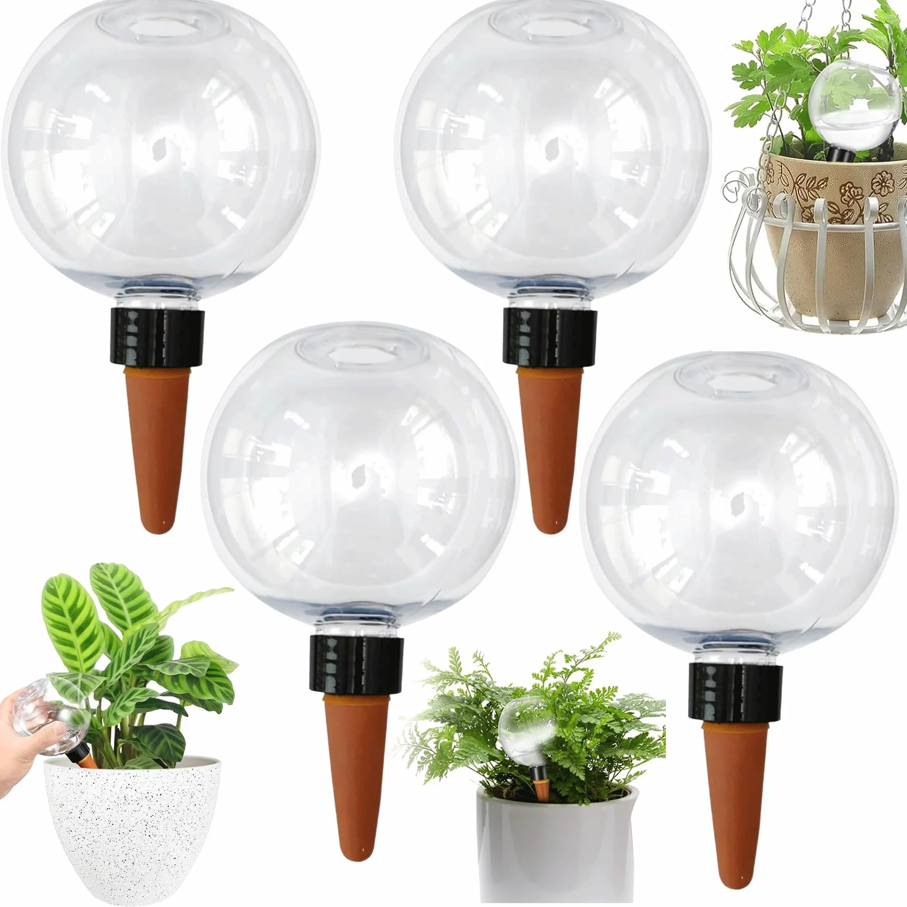 4 Pièces Boules d'arrosage, 500ml Boules d'arrosage automatiques pour plantes, Oignons d'arrosage transparents, Boules d'eau pour plantes pour l'arrosage des plantes de balcon et de jardin intérieur